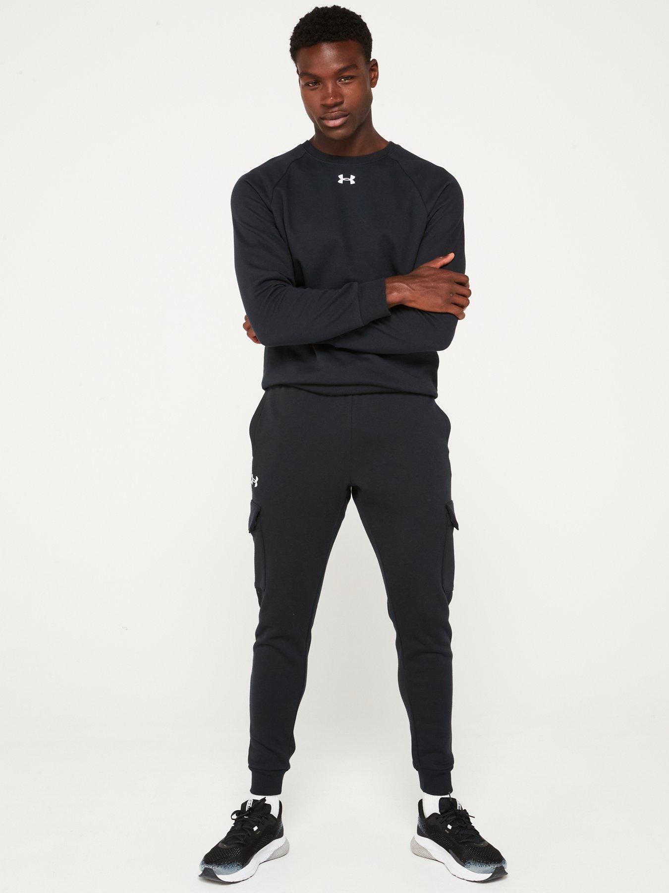 under-armour-mens-training-rival-fleece-cargo-joggers-blackwhitedetail