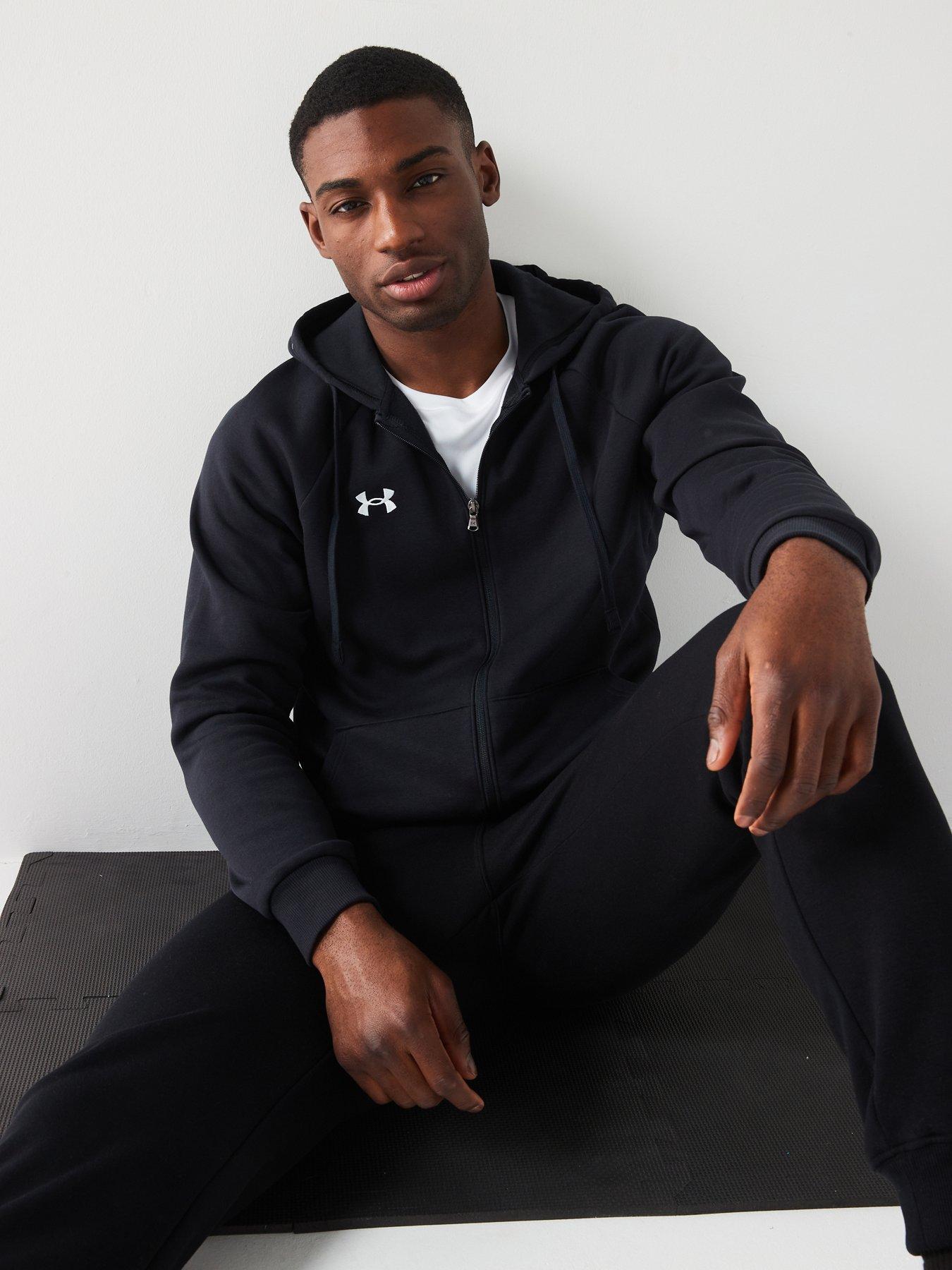 under-armour-mens-training-rival-fleece-full-zip-hoodie-blackwhiteoutfit