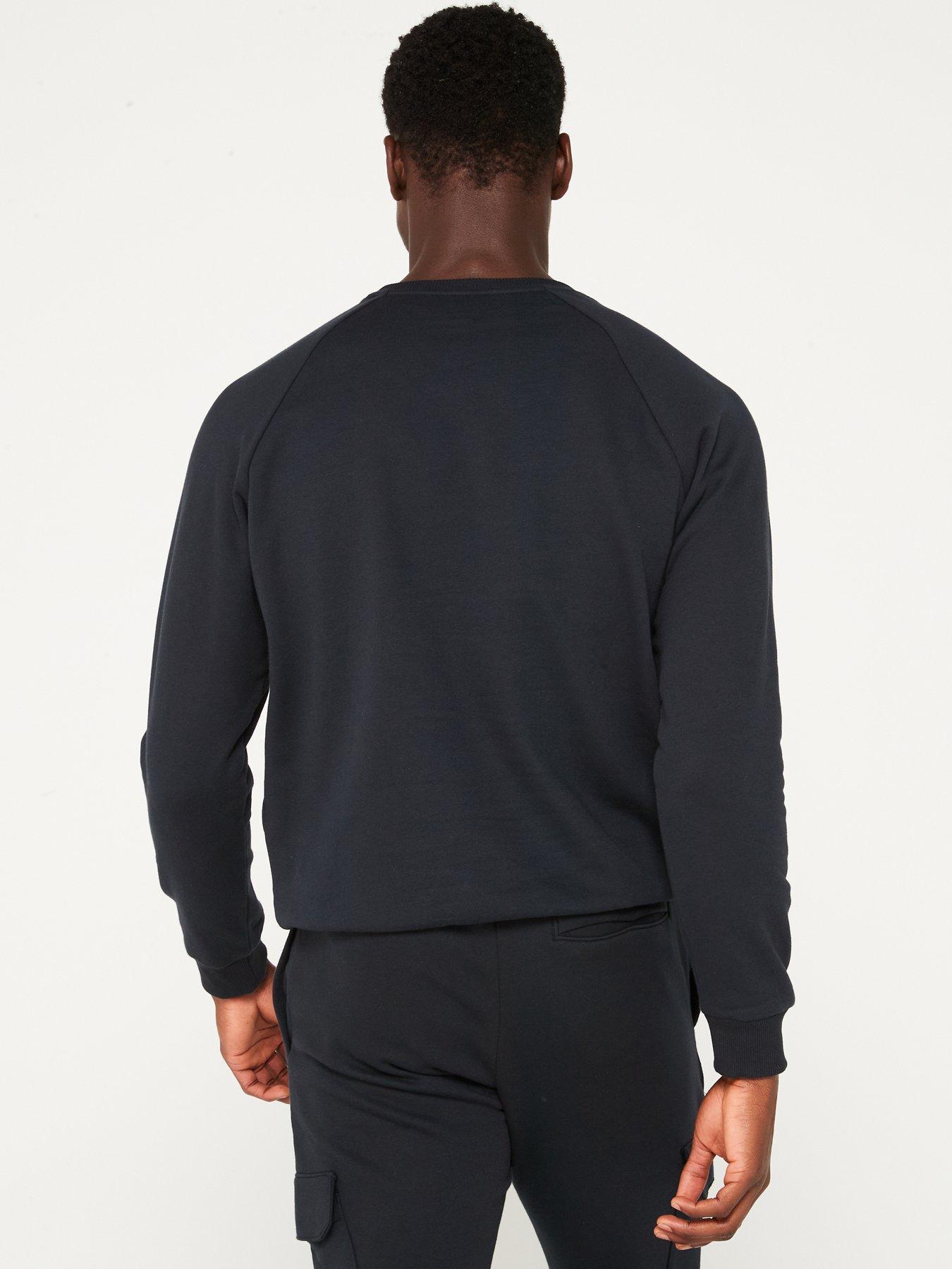 under-armour-mens-training-rival-fleece-crew-sweat-blackwhitestillFront