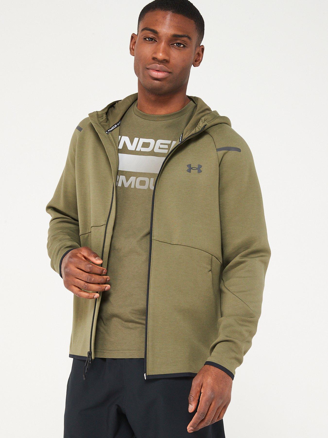 UNDER ARMOUR Mens Training Unstoppable Fleece Full Zip Hoodie - Khaki