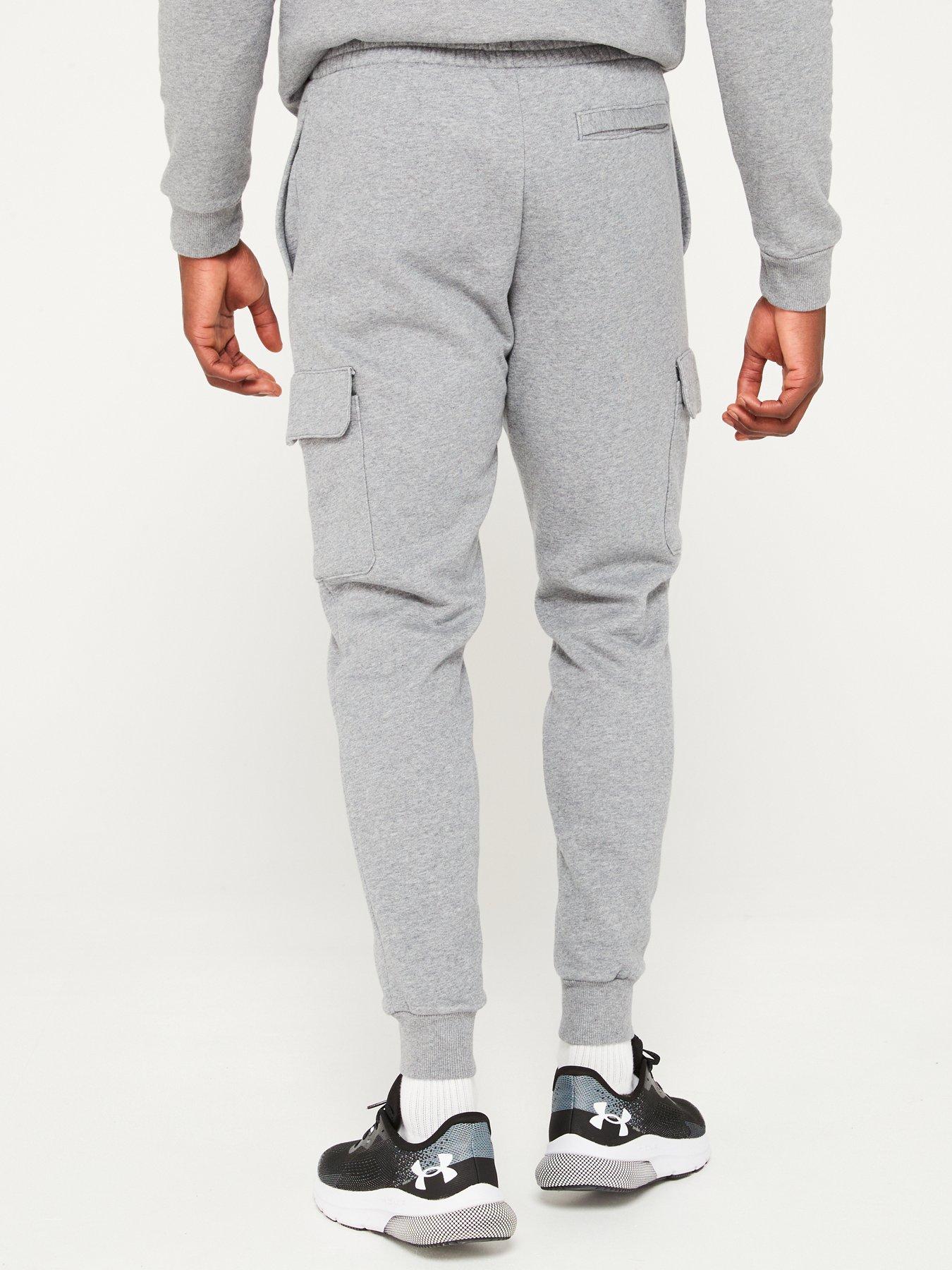 under-armour-mens-training-rival-fleece-cargo-joggers-greystillFront