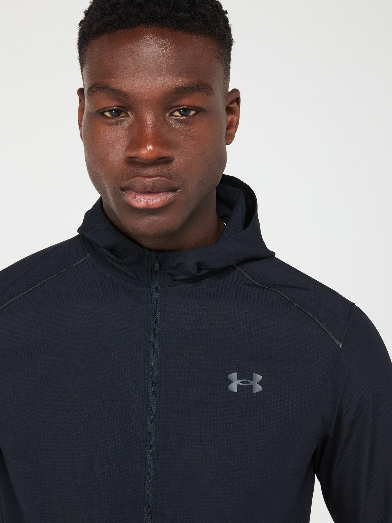 Image 4 of 6 of UNDER ARMOUR Men's Running Storm Hooded Jacket - Black/Grey