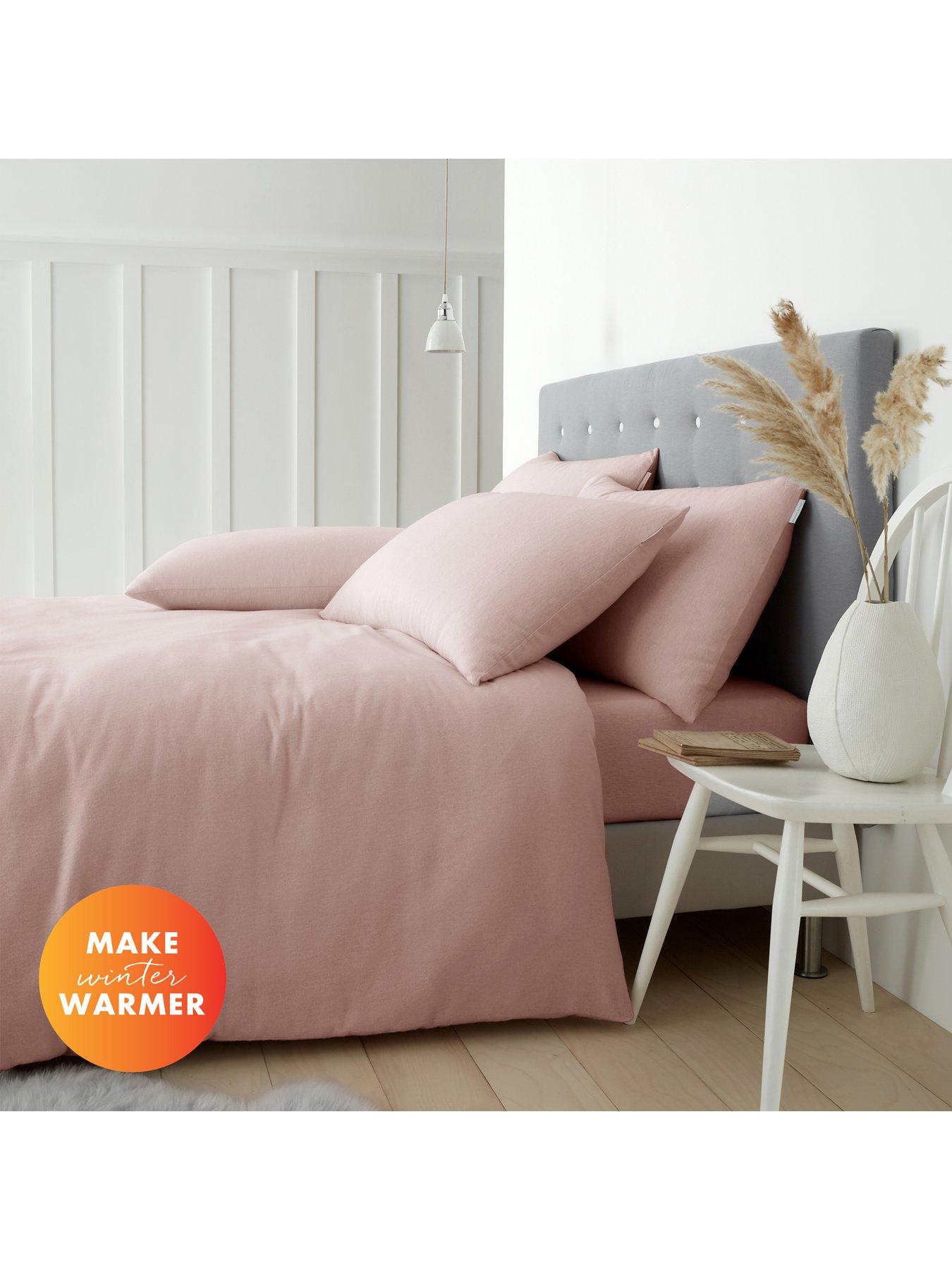 Catherine Lansfield Brushed 100% Cotton Duvet Set in Blush