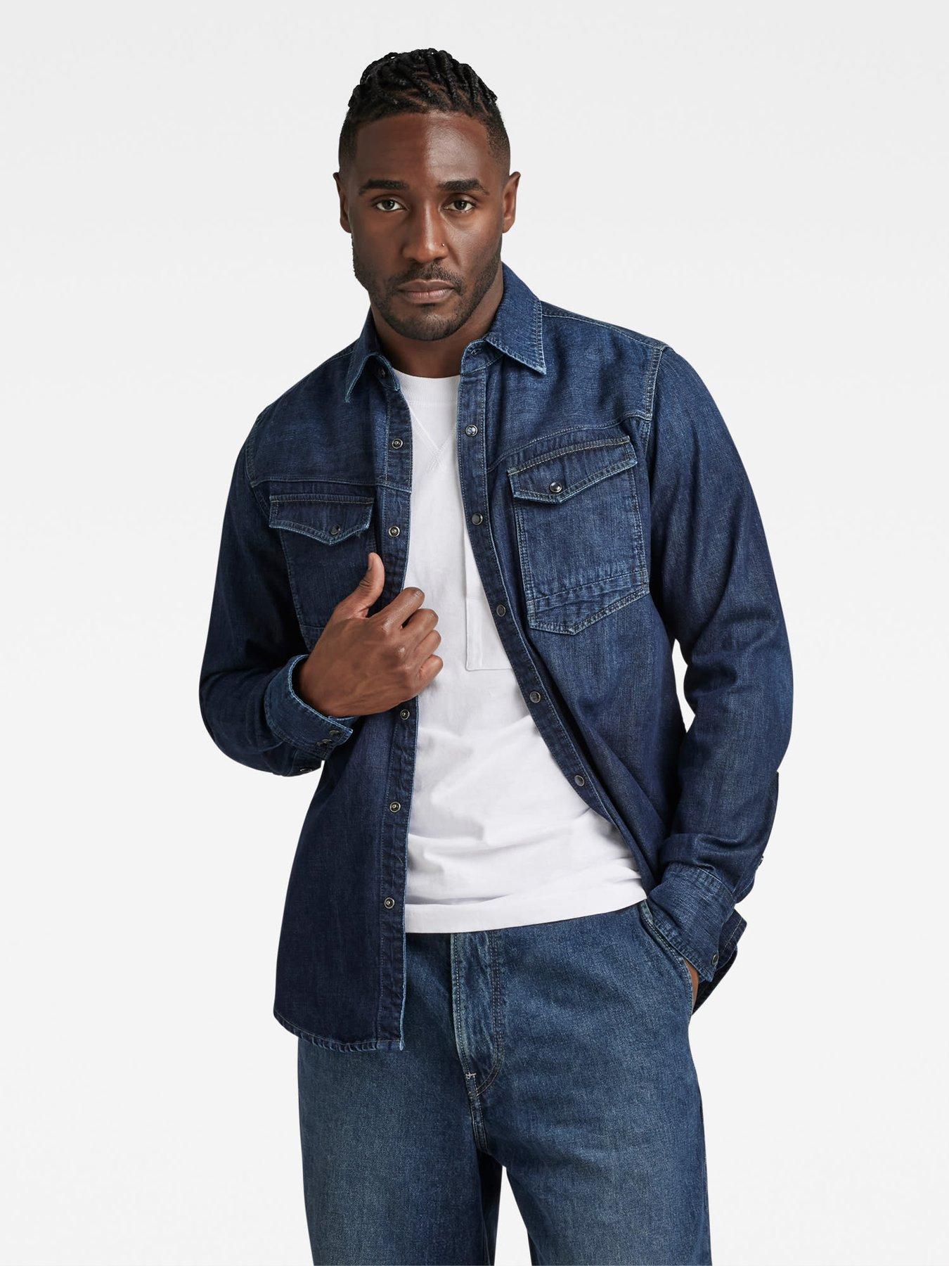 Muscle fit denim discount jacket