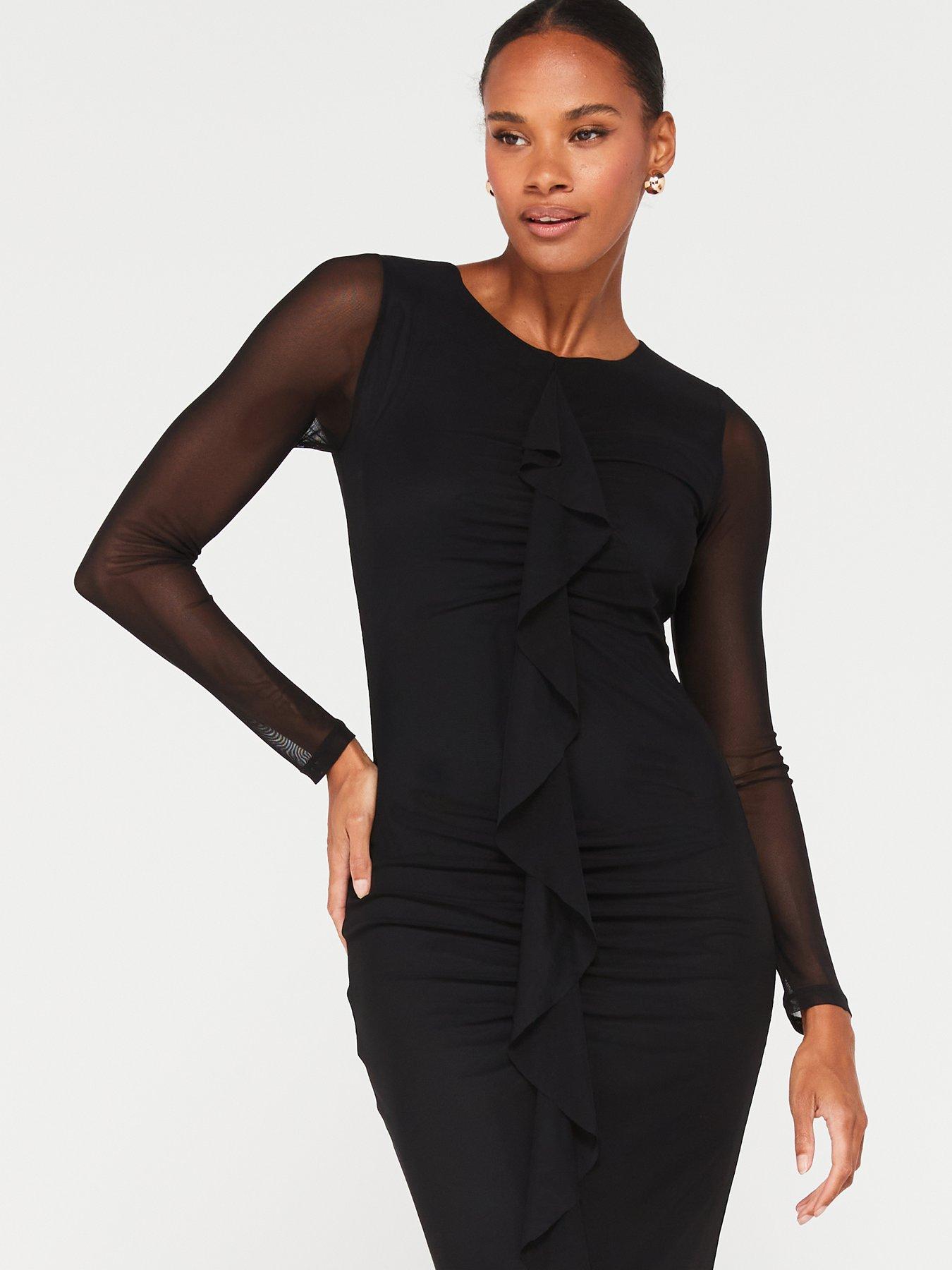 v-by-very-ruffle-front-mesh-midaxi-dress-blackoutfit