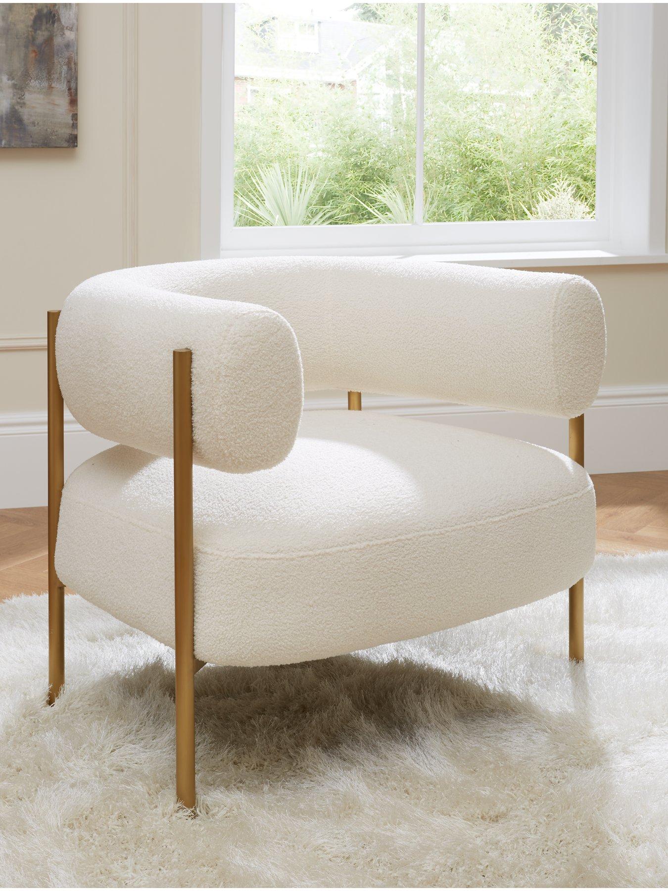 Very Home Icon Boucle Fabric Accent Chair - Cream | Very Ireland