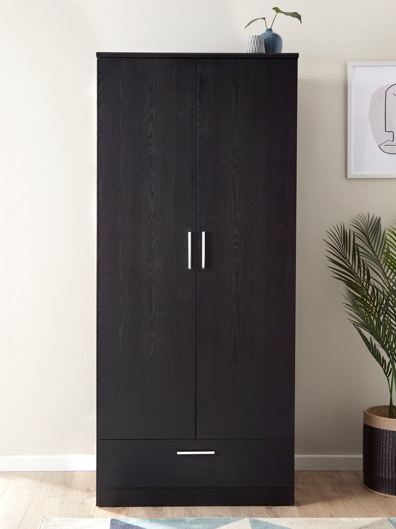 Image 1 of 7 of The Very Collection Panama 2 Door 1 Drawer Wardrobe - Black&nbsp;- FSC&reg; Certified