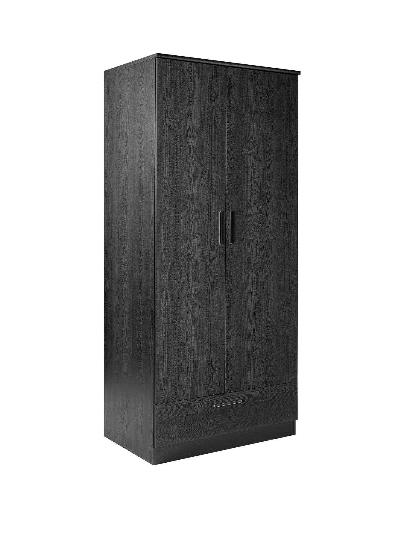 Image 3 of 7 of The Very Collection Panama 2 Door 1 Drawer Wardrobe - Black&nbsp;- FSC&reg; Certified