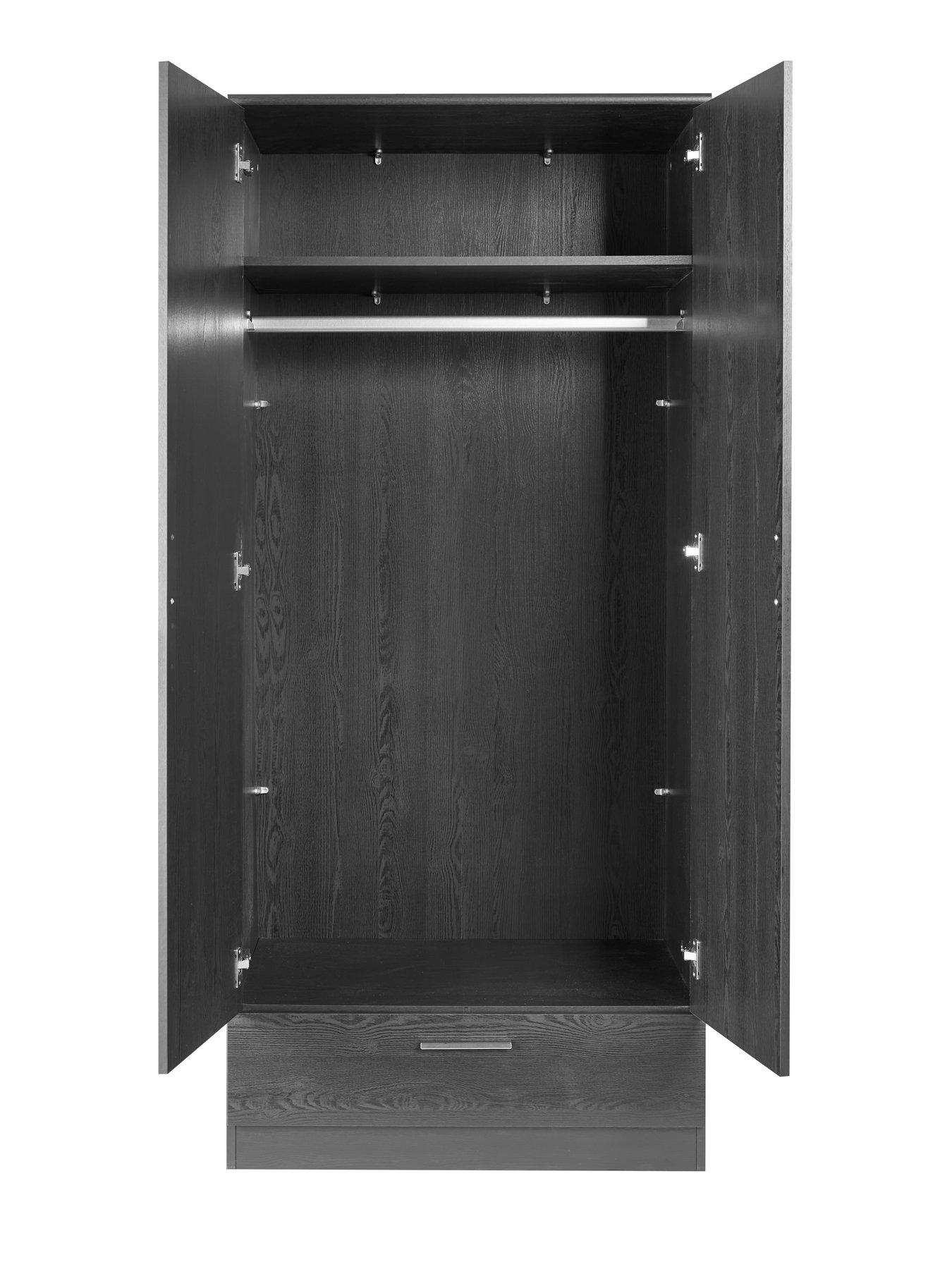 Image 4 of 7 of The Very Collection Panama 2 Door 1 Drawer Wardrobe - Black&nbsp;- FSC&reg; Certified