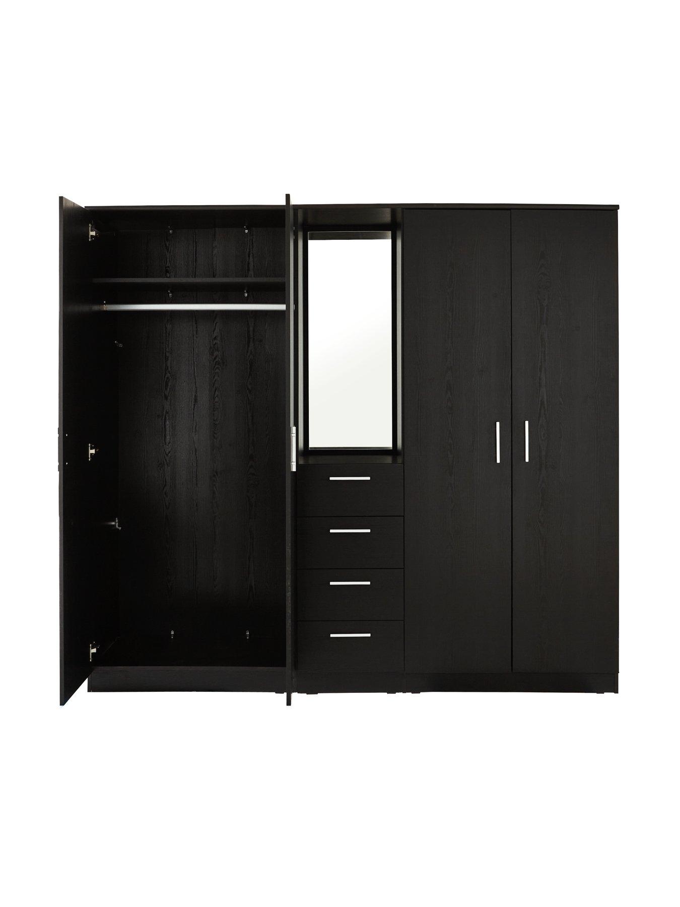 everyday-panama-4-doornbsp4-drawer-combi-fitment-wardrobe-with-mirror-blacknbsp--fscreg-certifiedoutfit