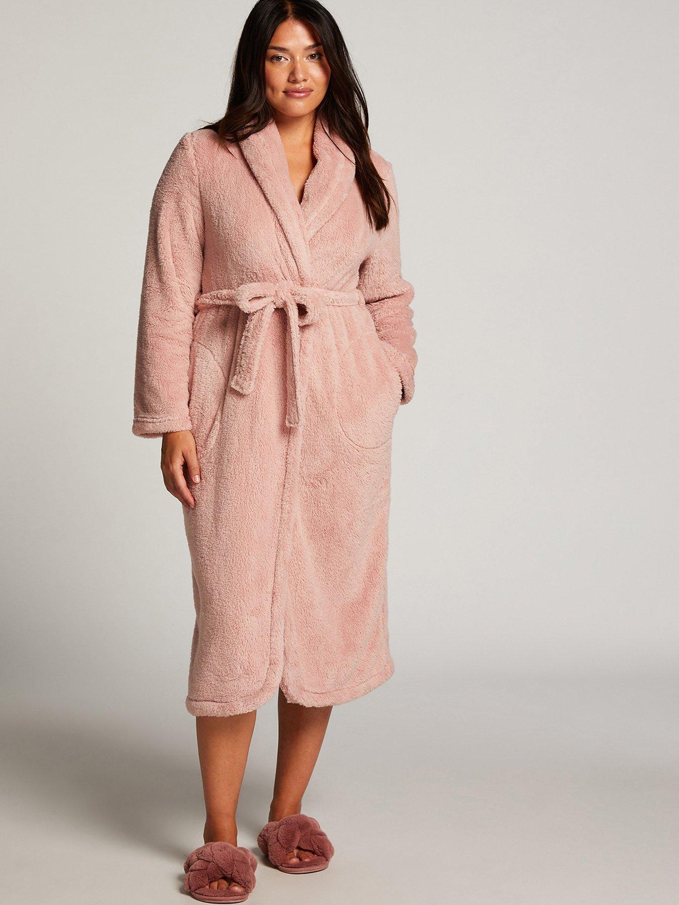 Glkaend Womens Cotton Robes Super Soft Cozy Unisex Thicken Full Length  Bathrobes Pajama Lounge with Pockets,Blue,L at Amazon Women's Clothing store