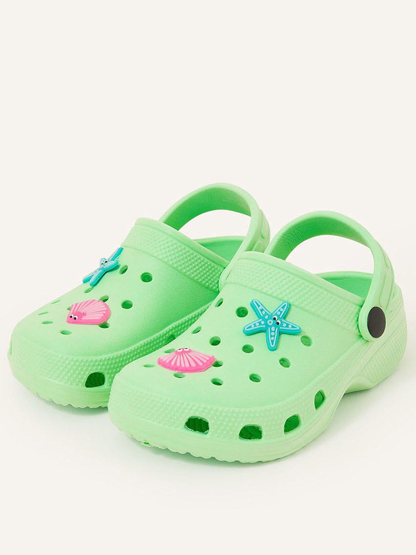 Girls Shell Charm Clogs Green