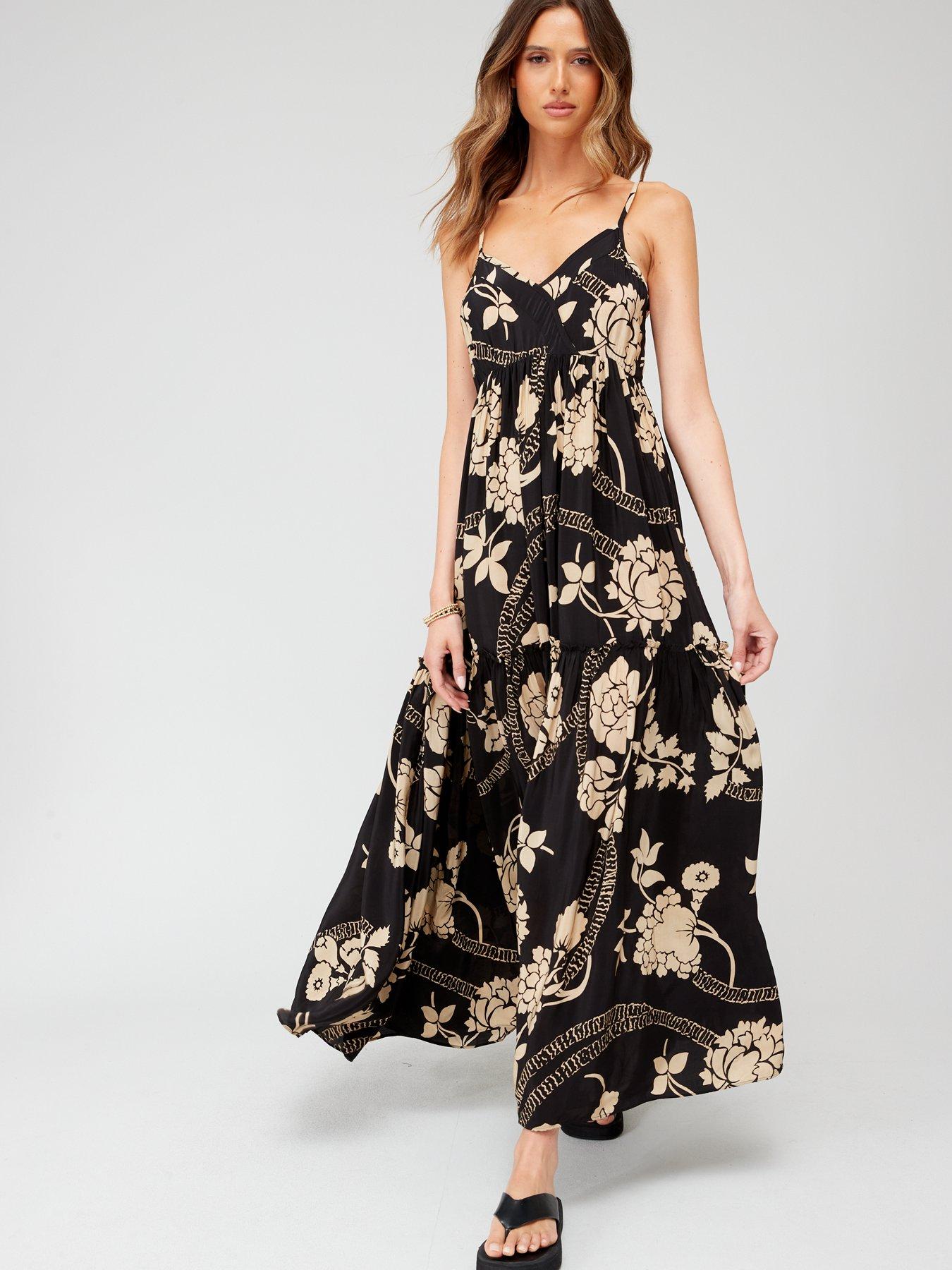 NALIA MAXI FLORAL CHIFFON DRESS WITH FRILL HEM – Sistaglam