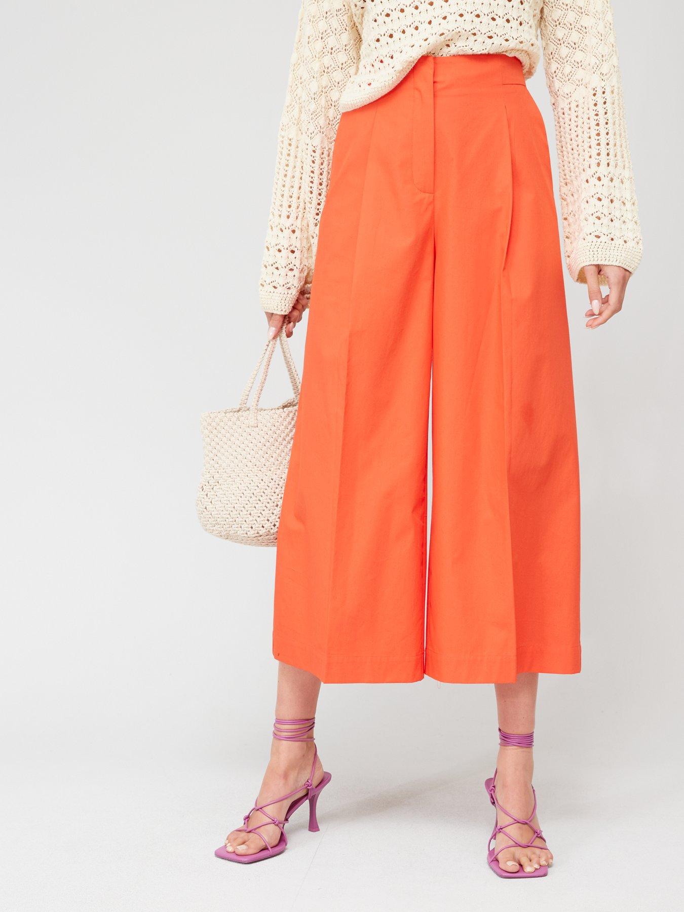 mango-mango-orange-cropped-cullote-trouserfront