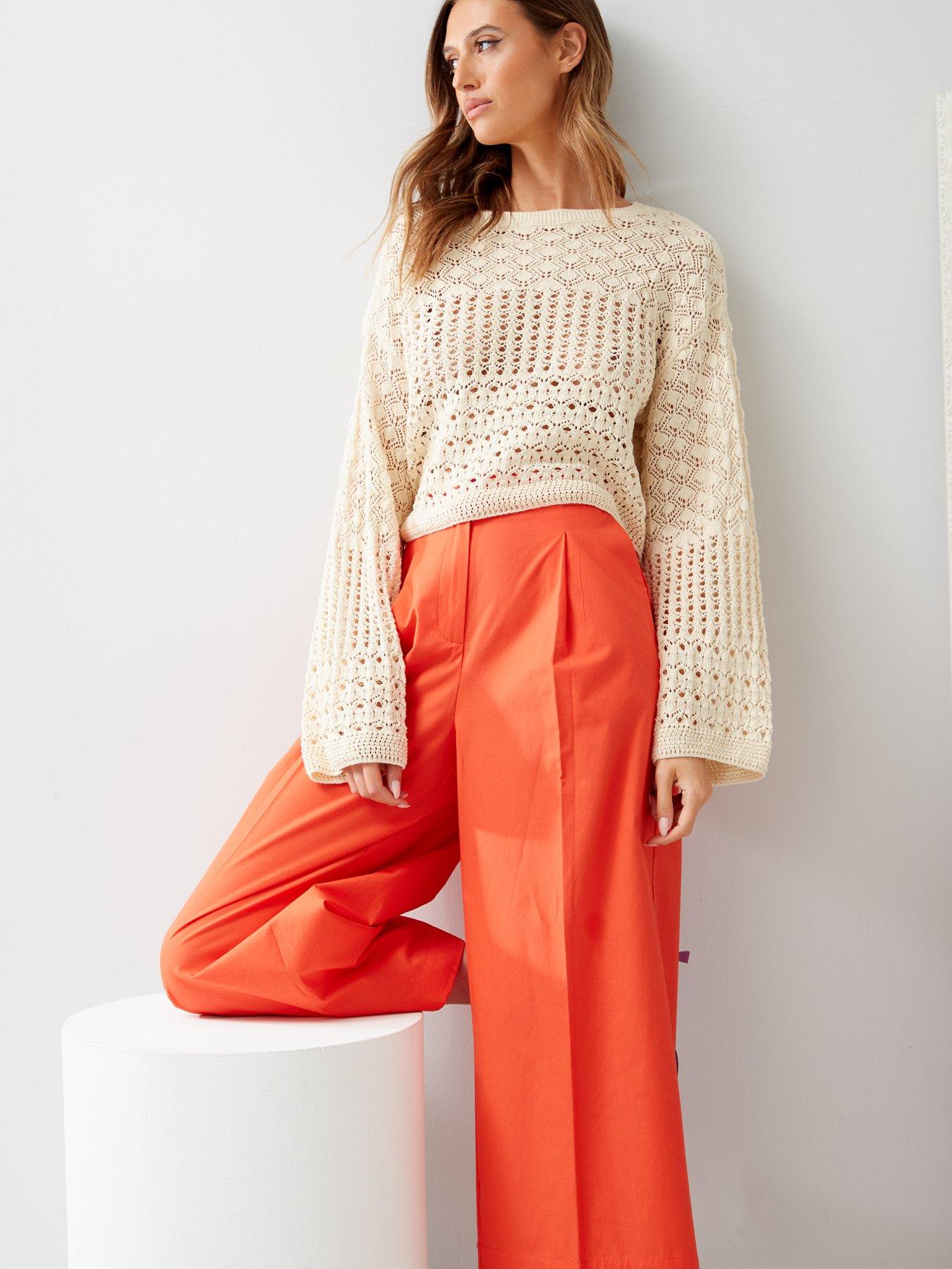 mango-mango-orange-cropped-cullote-trouseroutfit