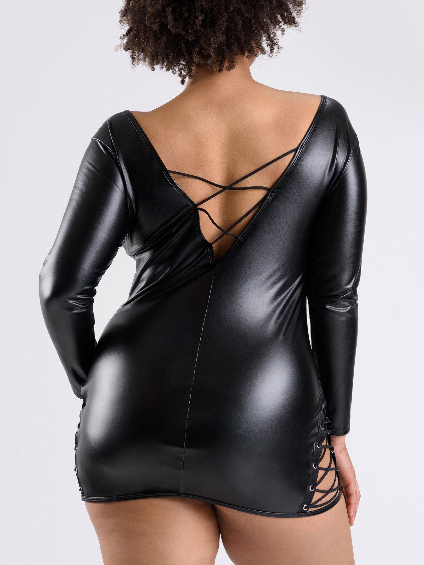 lovehoney-lovehoney-curve-fierce-plus-size-lace-up-long-sleeved-dressstillFront