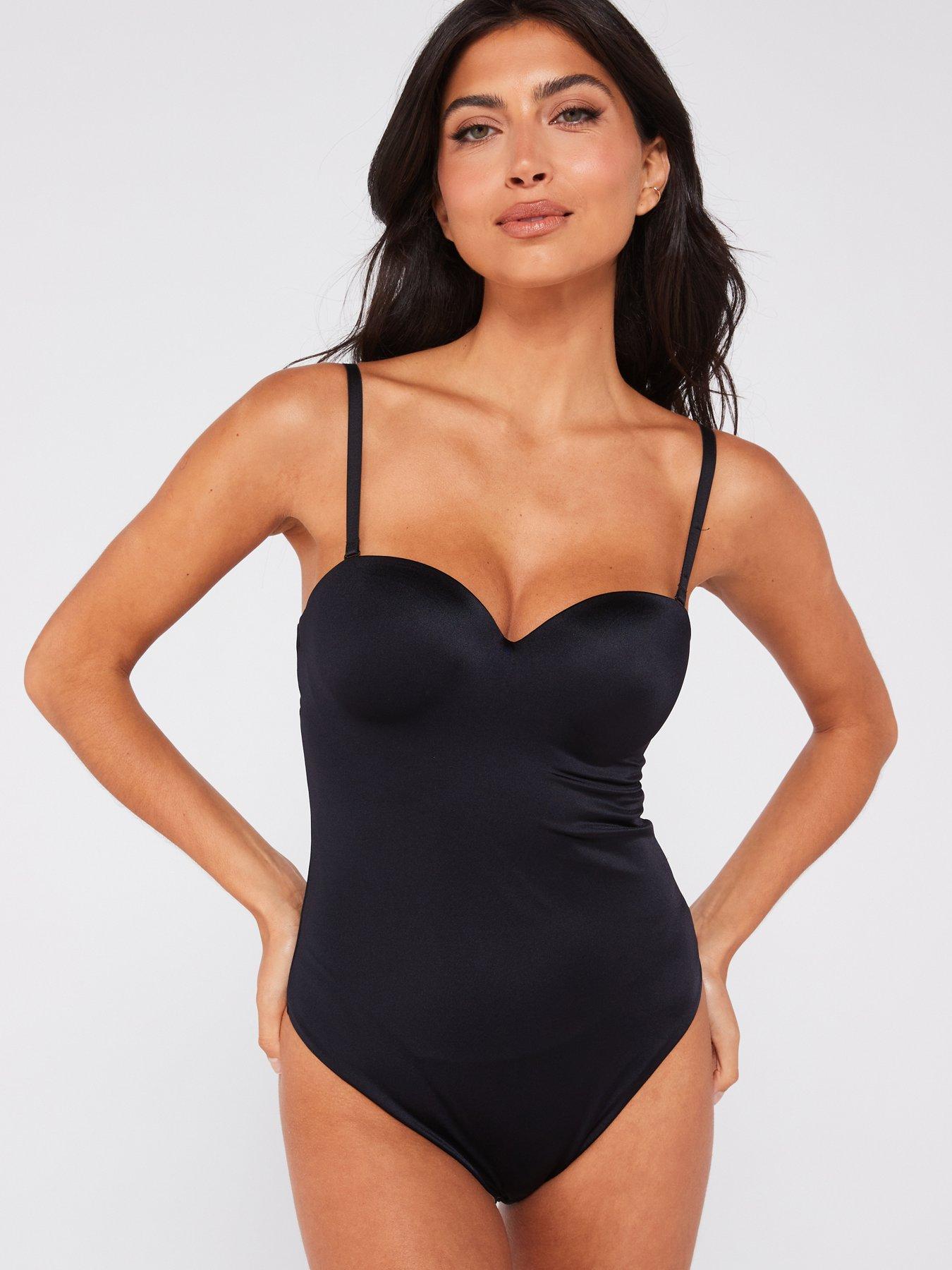 Lipsy lace up swimsuit in black