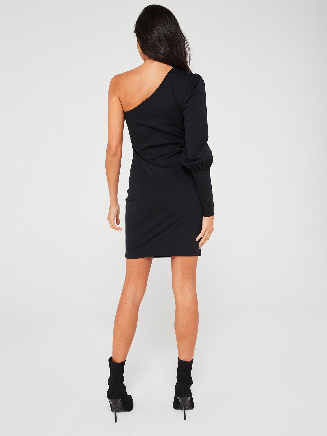 vila-savannah-one-shoulder-dress-blackstillFront