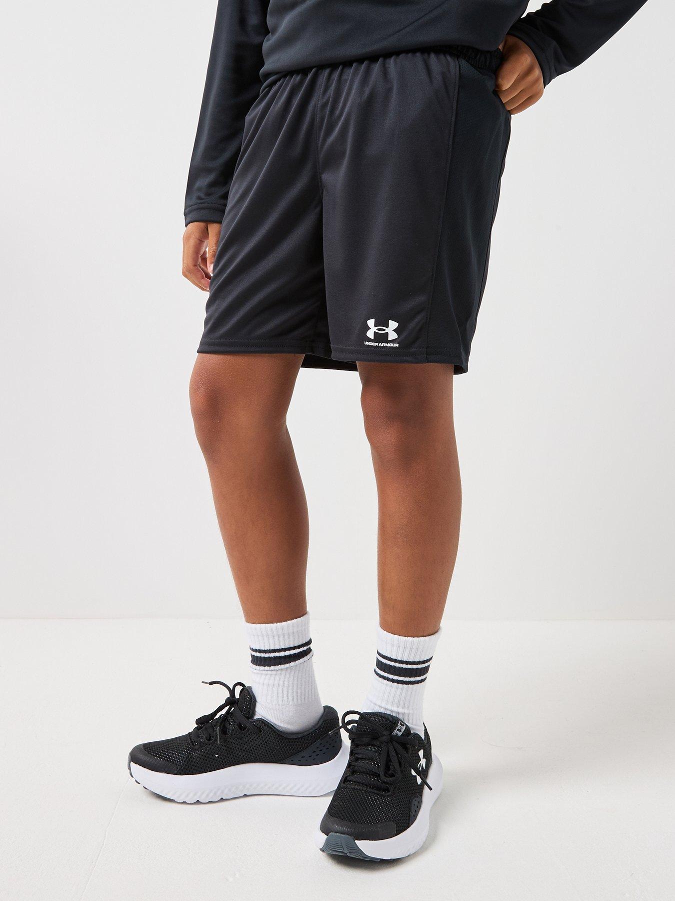 UNDER ARMOUR Boys Challenger Knit Shorts - Black/White