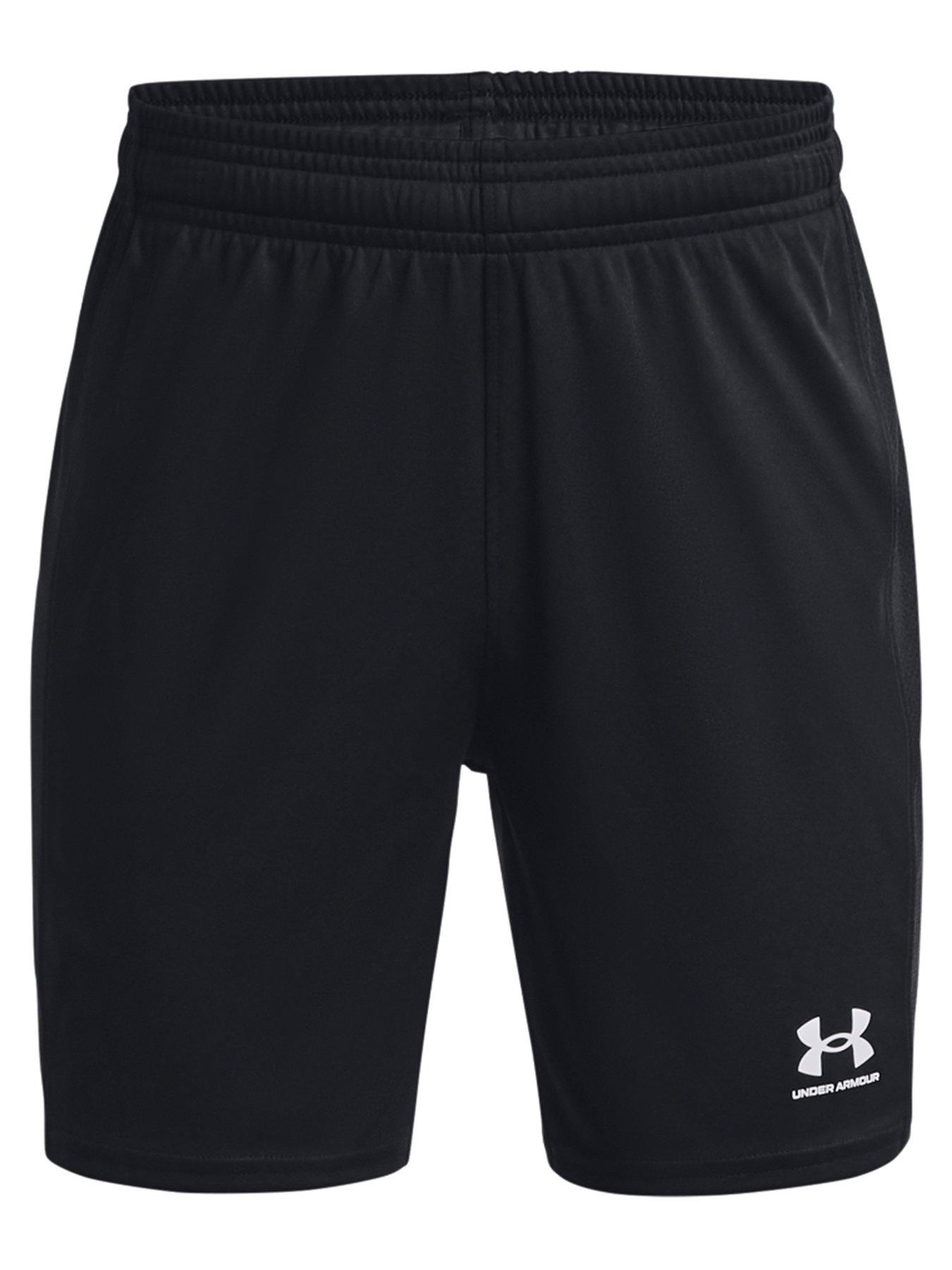 UNDER ARMOUR Girls Challenger Knit Shorts - Black/White