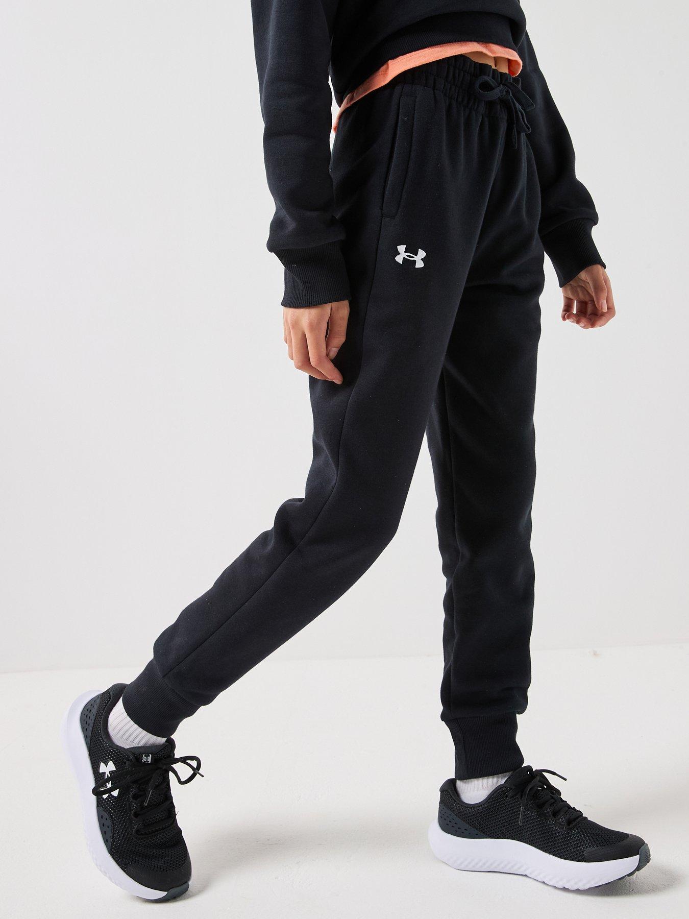 UNDER ARMOUR Girls Rival Fleece Joggers - Black/White