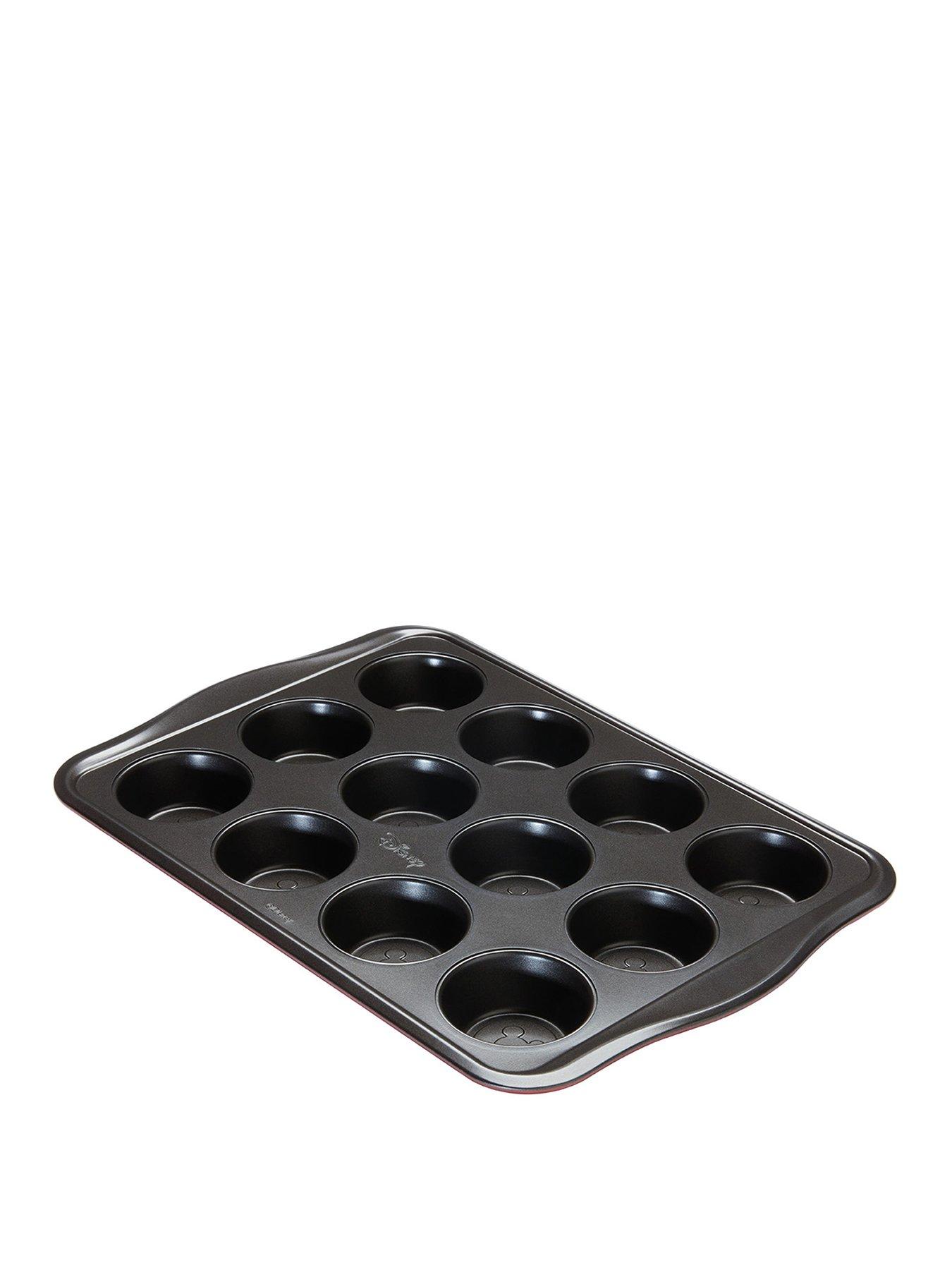 prestige-disney-bake-with-mickey-mouse-non-stick-12-cup-muffin-traynbsp--red-amp-black