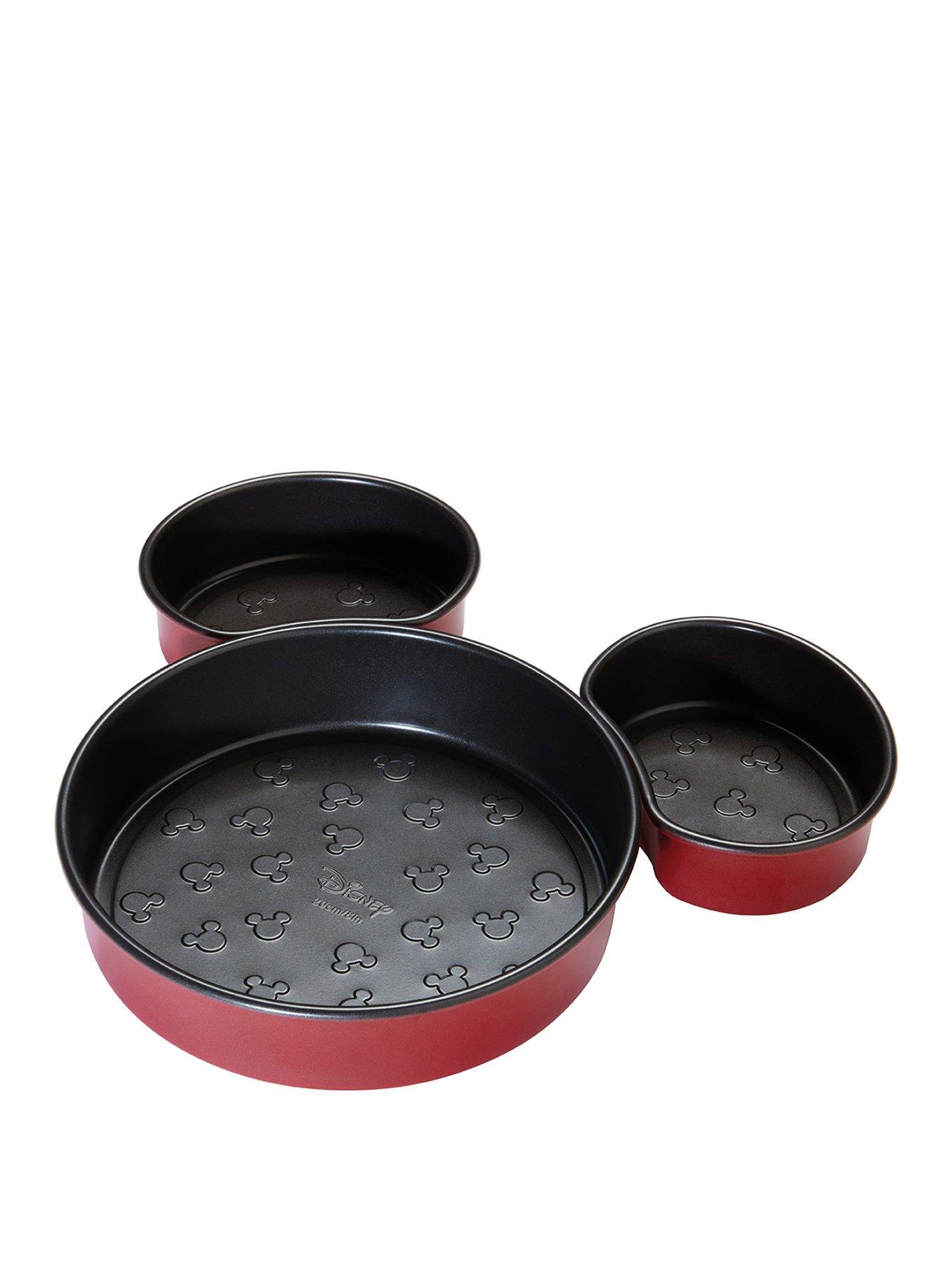 undefined Disney Bake with Mickey Mouse 3 Piece Non Stick Mickey Head Cake Tins - Red  &  Black