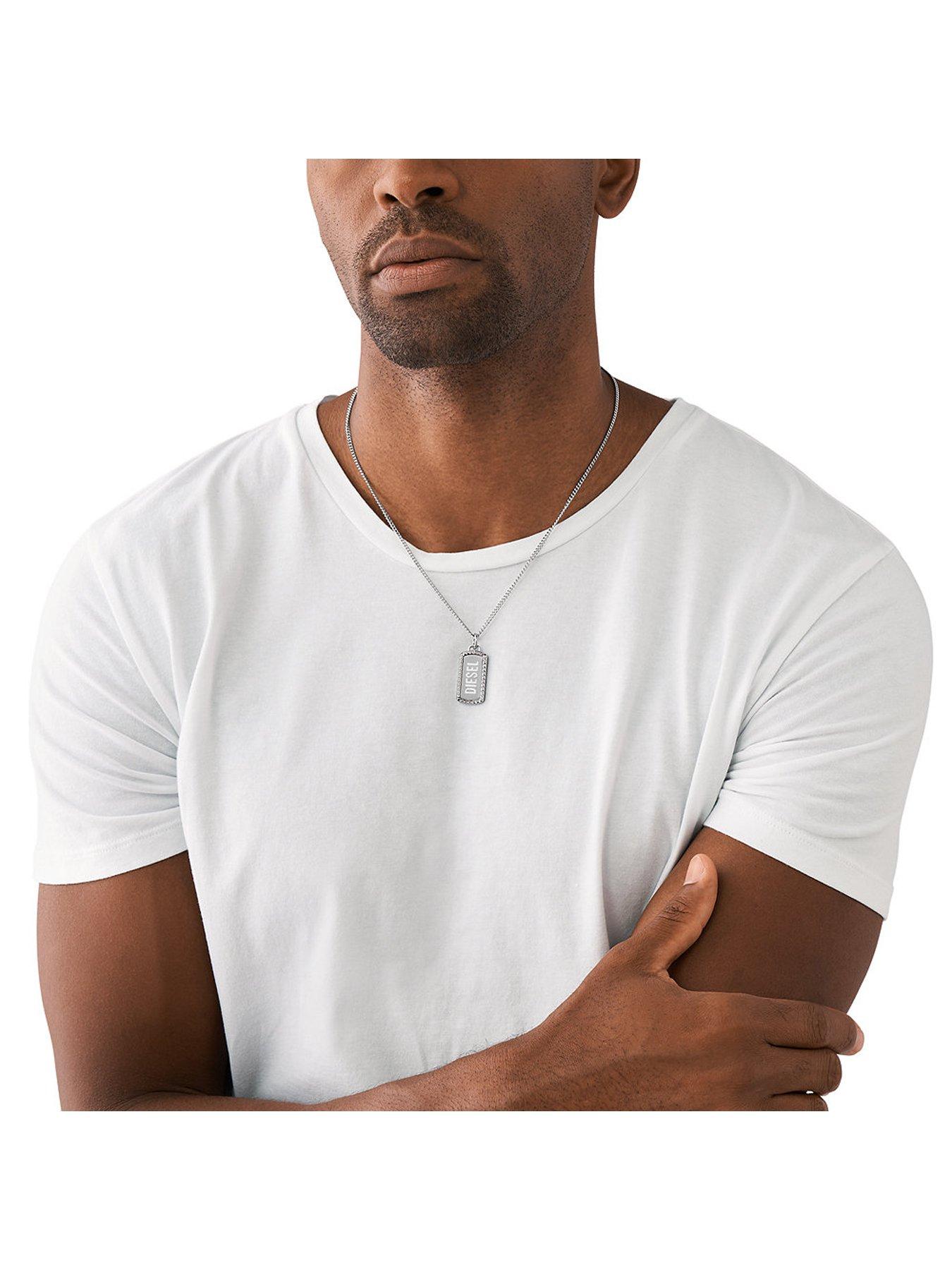 Mens stainless steel outlet dog tag necklaces