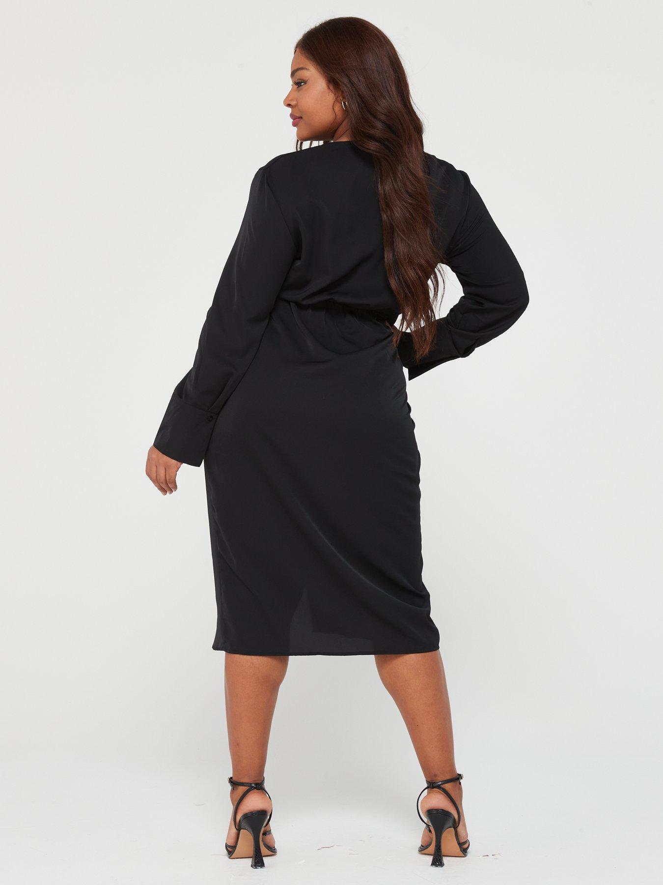 Black wrap dress curve sale