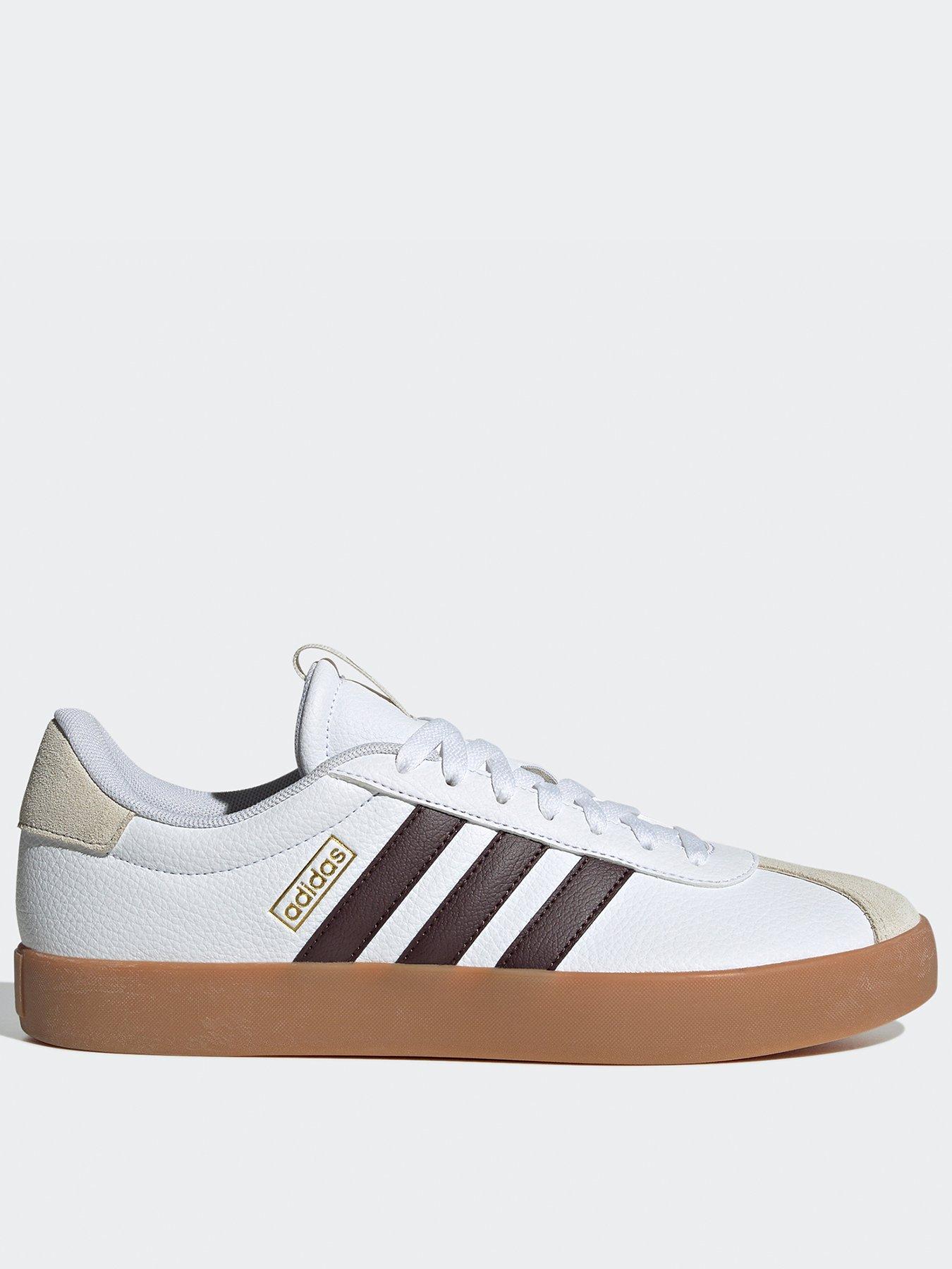 White adidas best sale trainers black stripes