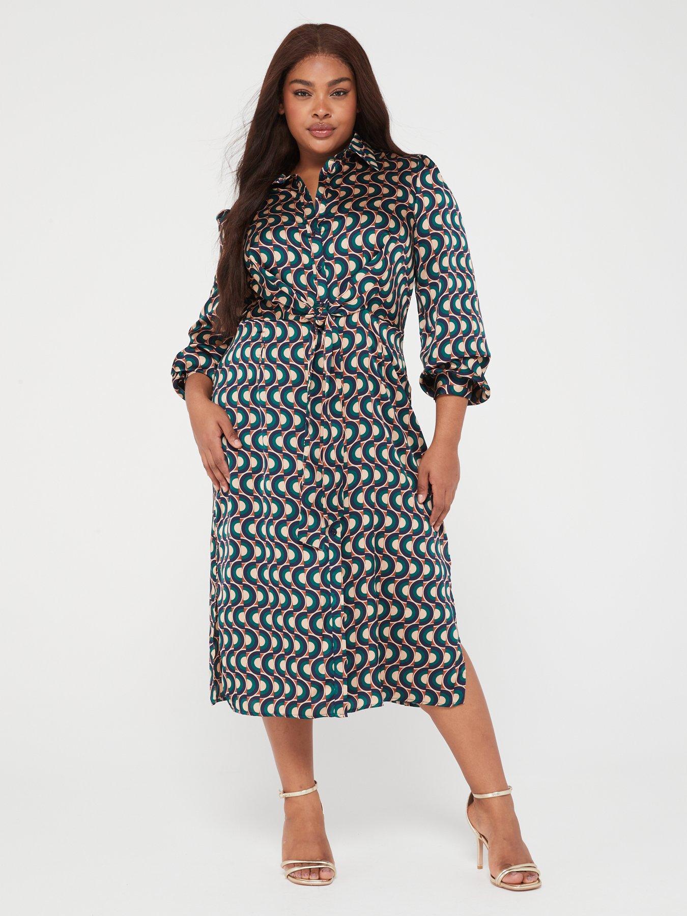 Olive Shirred Waist Long Sleeve Shirt Dress – AX Paris