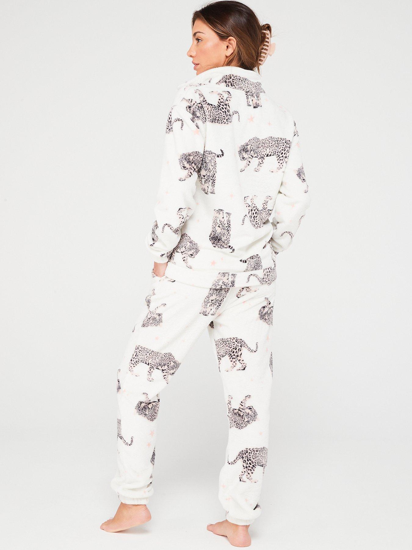 Women Cute Animal Onesie Pajamas Plush Romper Long Sleeve Nightwear Printed  Skinny Printed Playsuit Sleepwear,A103