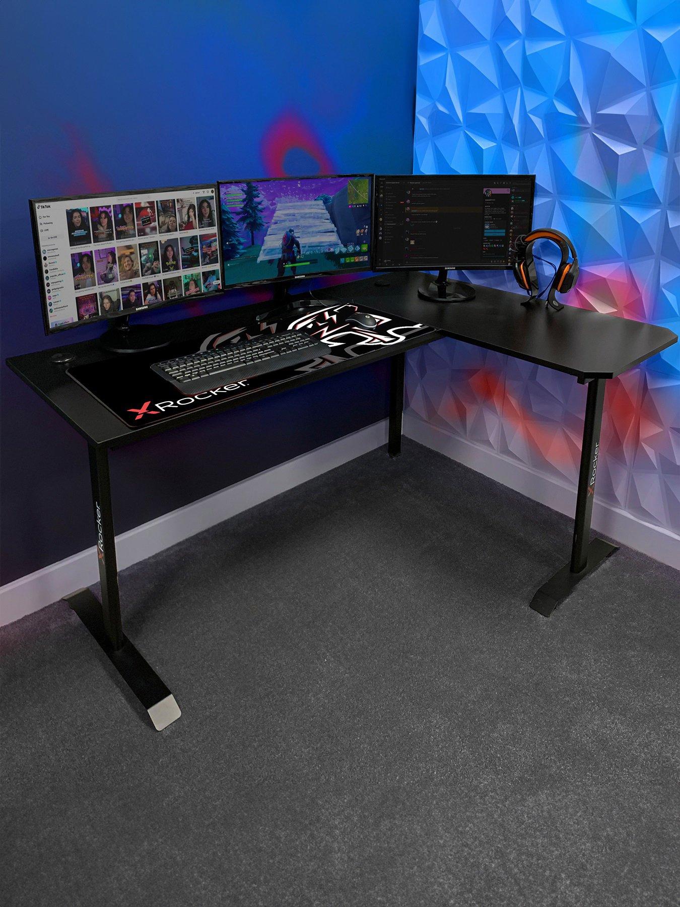 X Rocker Panther XL REVERSIBLE Corner Sports Gaming Desk Carbon