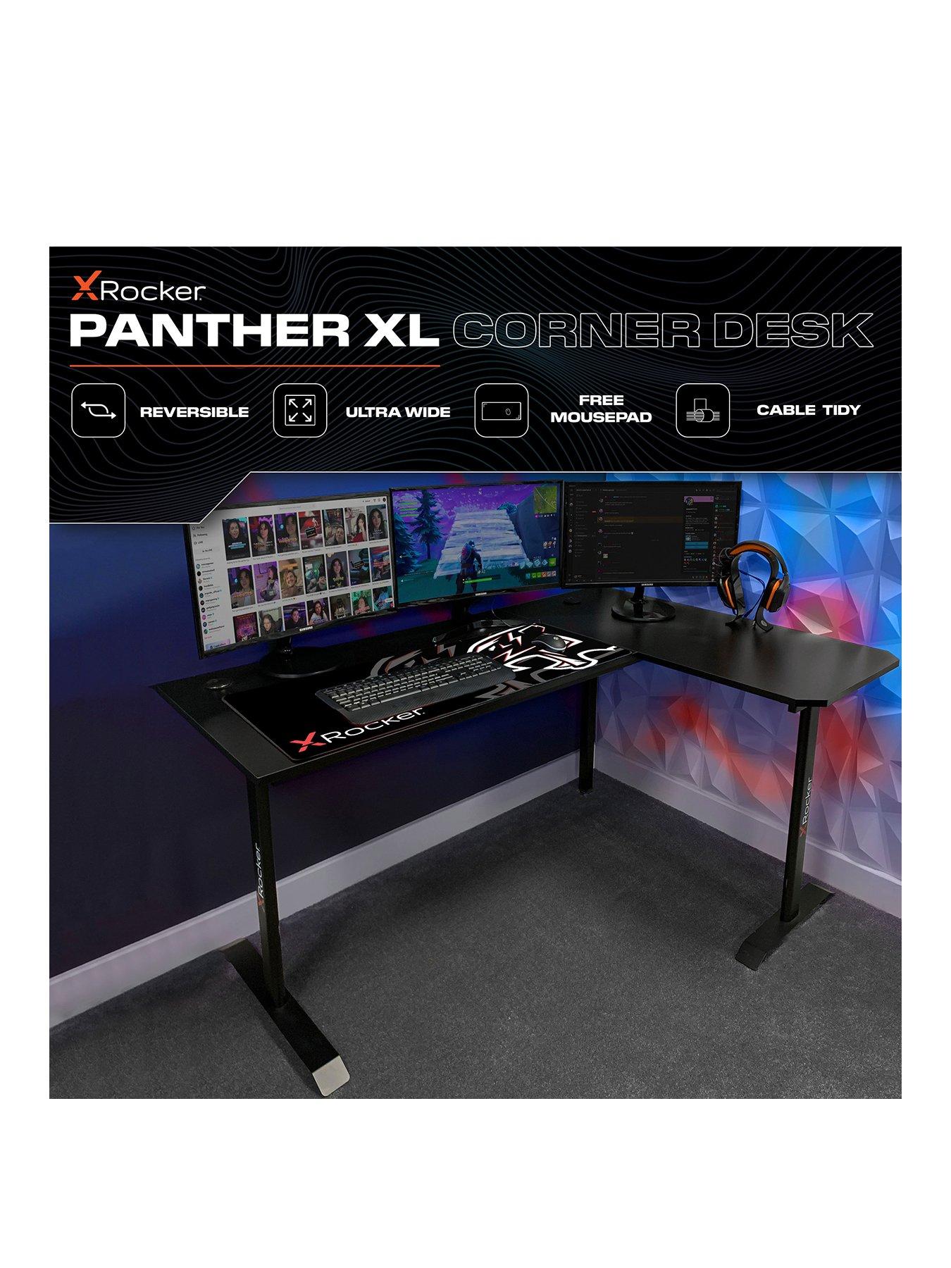 X Rocker Panther XL REVERSIBLE Corner Sports Gaming Desk - Carbon Black ...