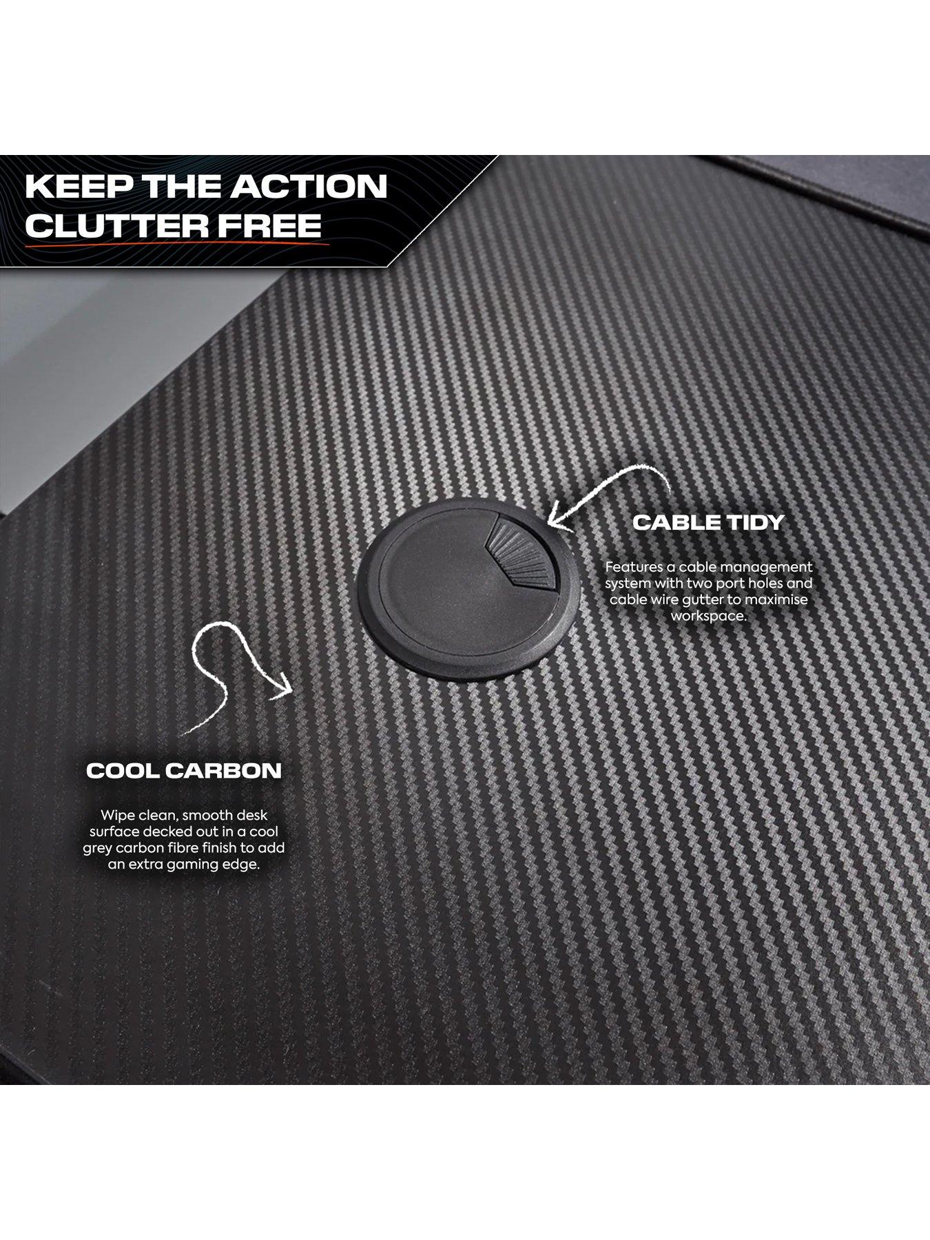 X Rocker Panther XL REVERSIBLE Corner Sports Gaming Desk - Carbon Black ...