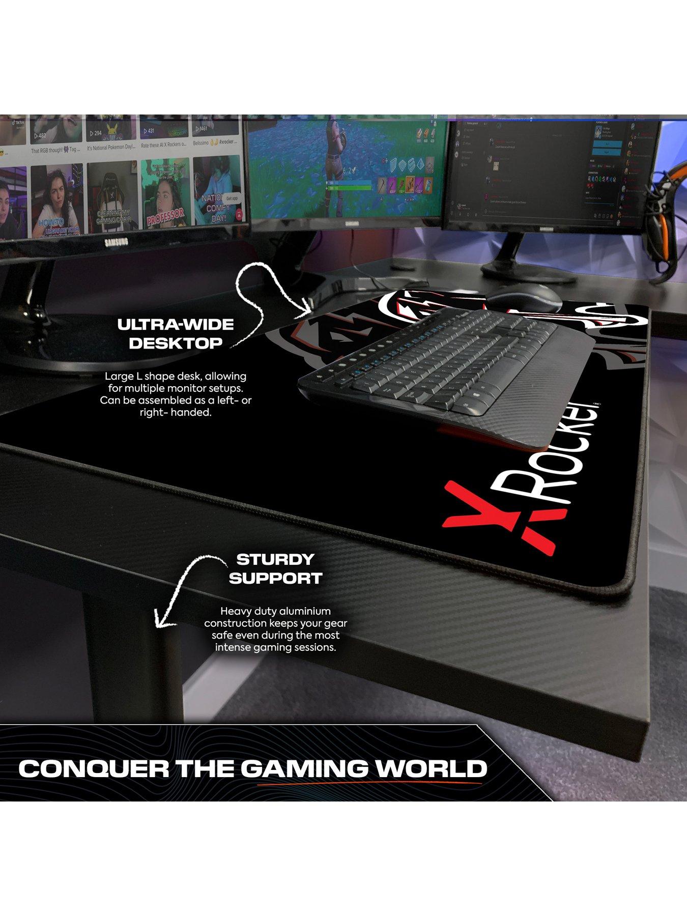 X Rocker Panther XL REVERSIBLE Corner Sports Gaming Desk - Carbon Black ...