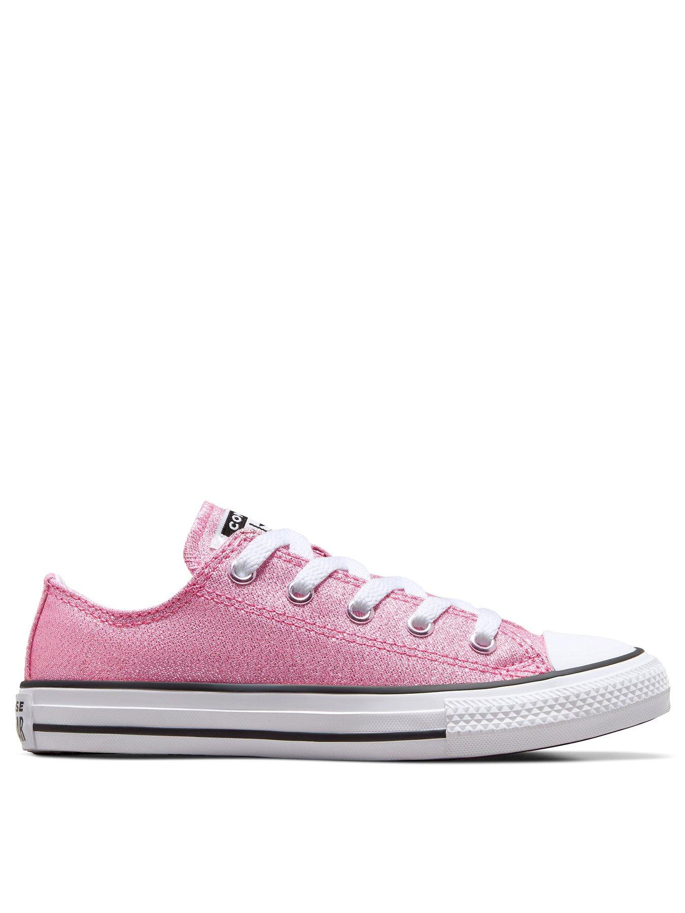 Converse pale pink all 2025 star glitter ox trainers