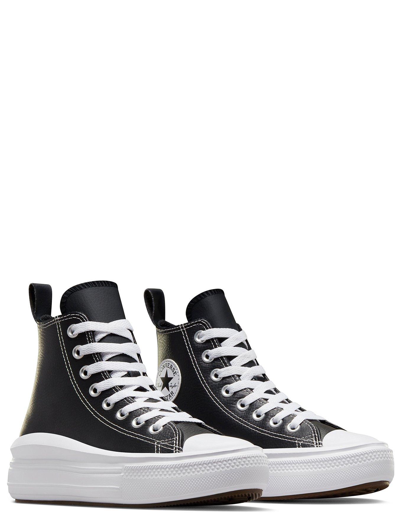 Kids Chuck Taylor All Star Move Leather Hi Top Trainers Black White