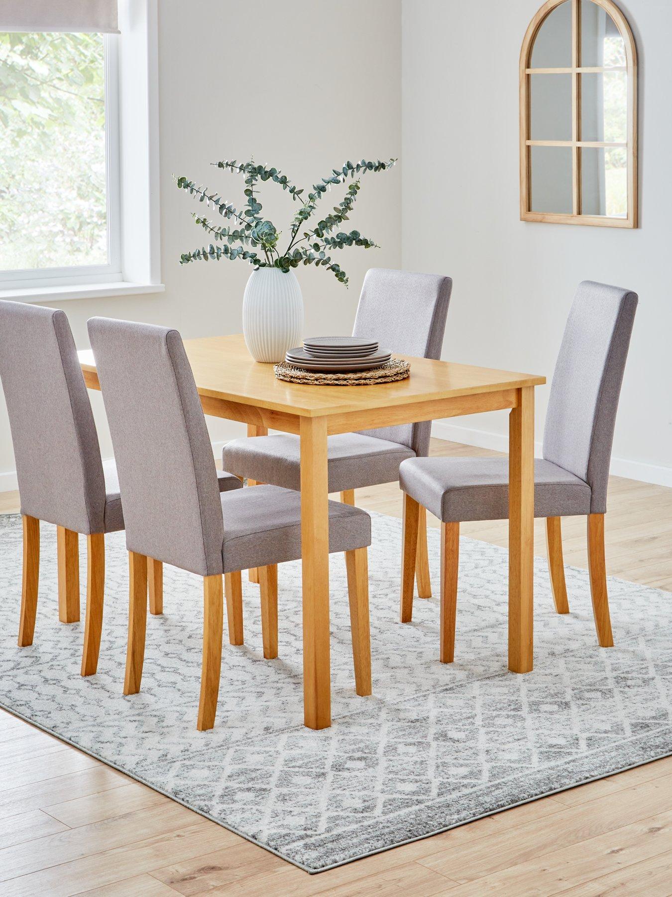 Image 1 of 6 of Very Home Primo 120 cm Dining Table + 4 Fabric Chairs - Wood/Grey