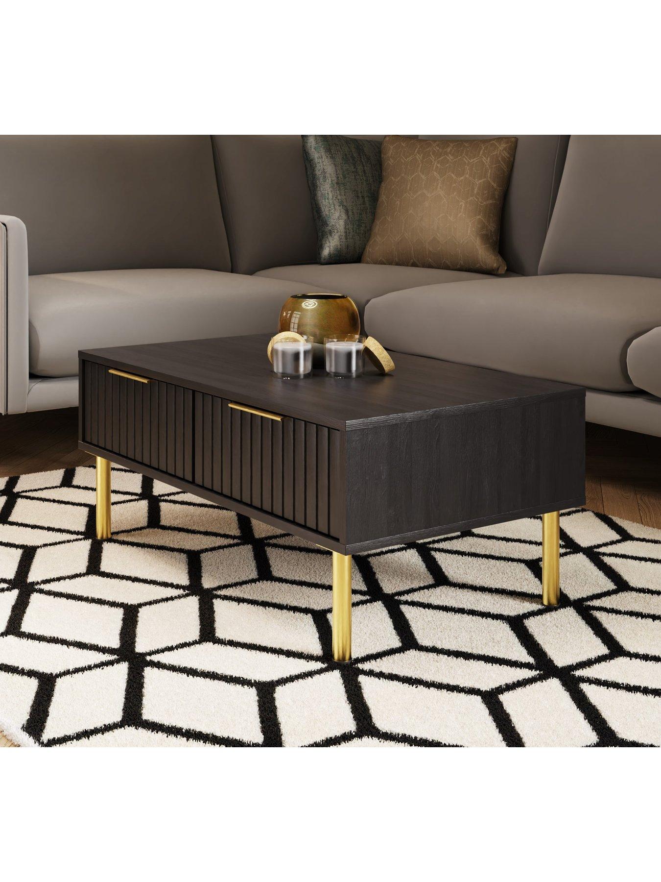 Black and store gold cocktail table