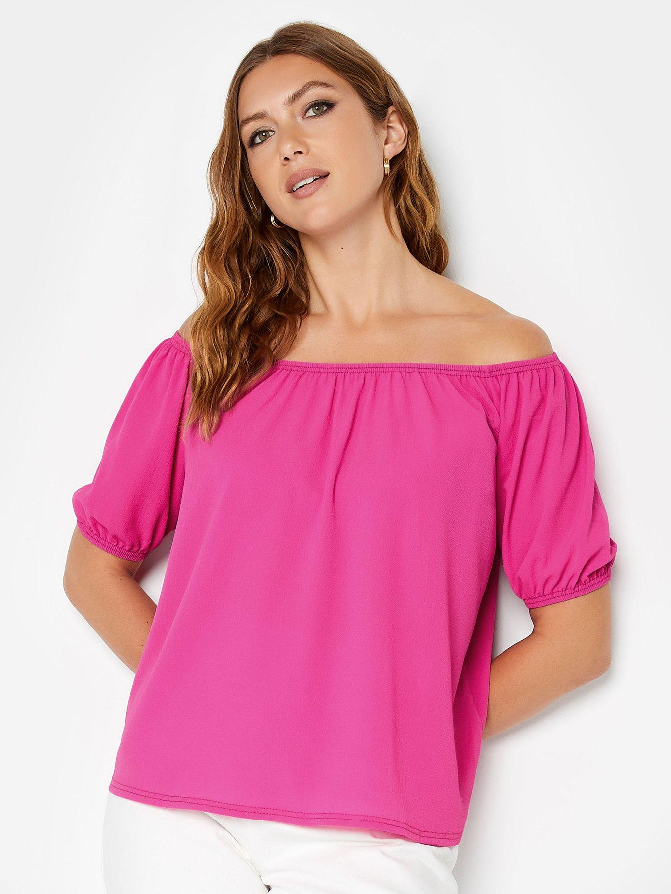 long-tall-sally-puff-sleeve-bardot-top-pinkfront