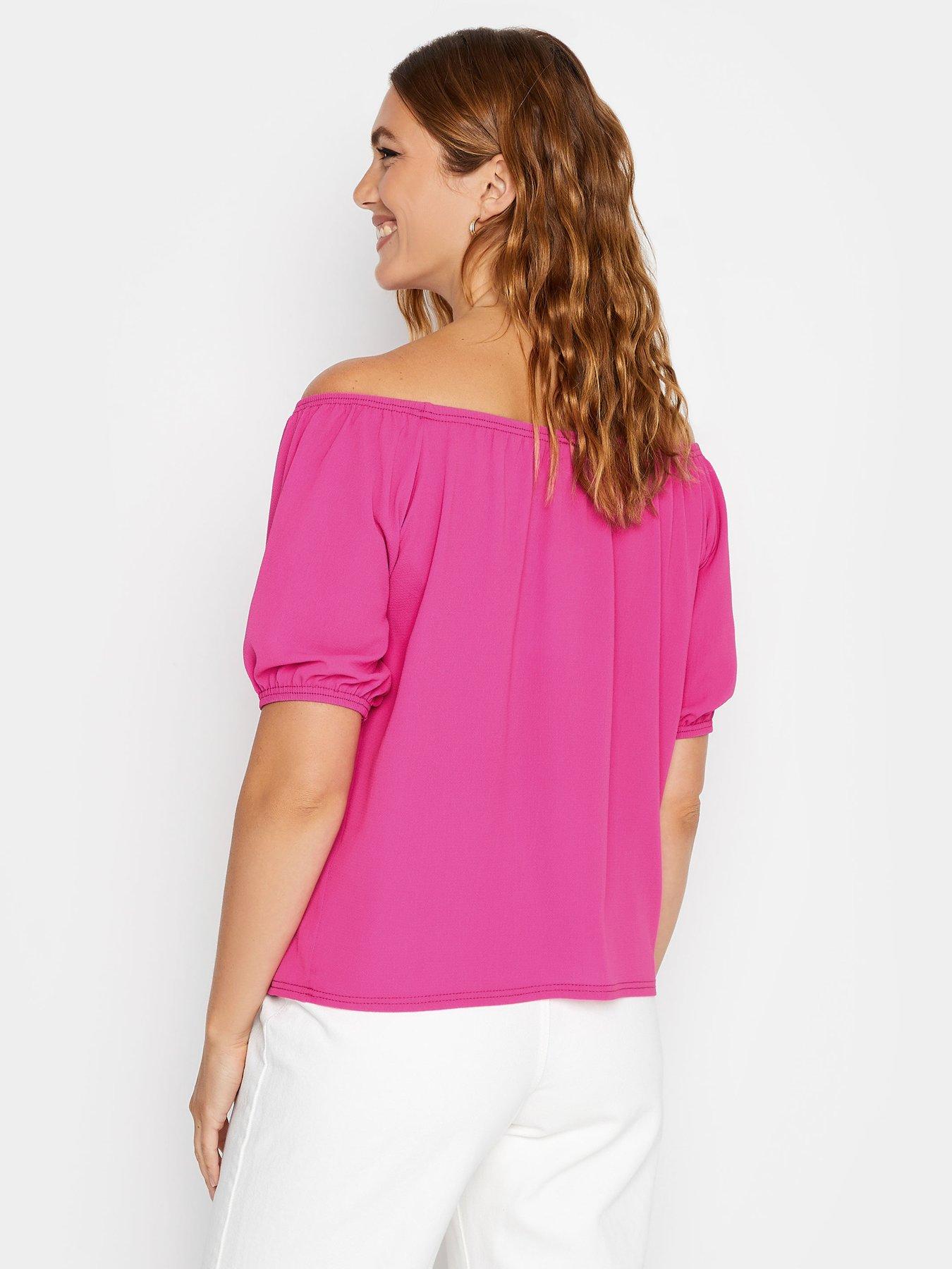 long-tall-sally-puff-sleeve-bardot-top-pinkstillFront