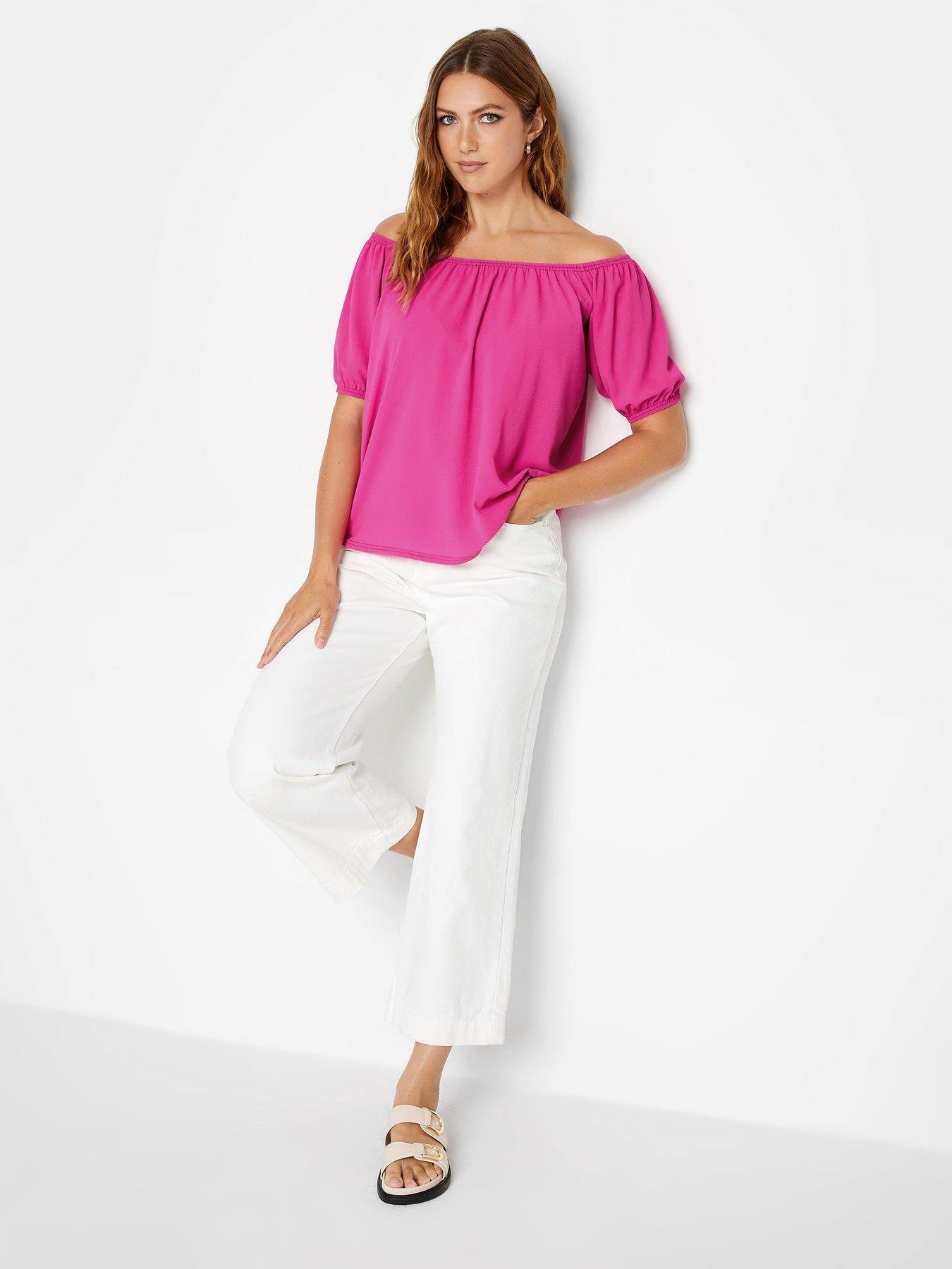 long-tall-sally-puff-sleeve-bardot-top-pinkback