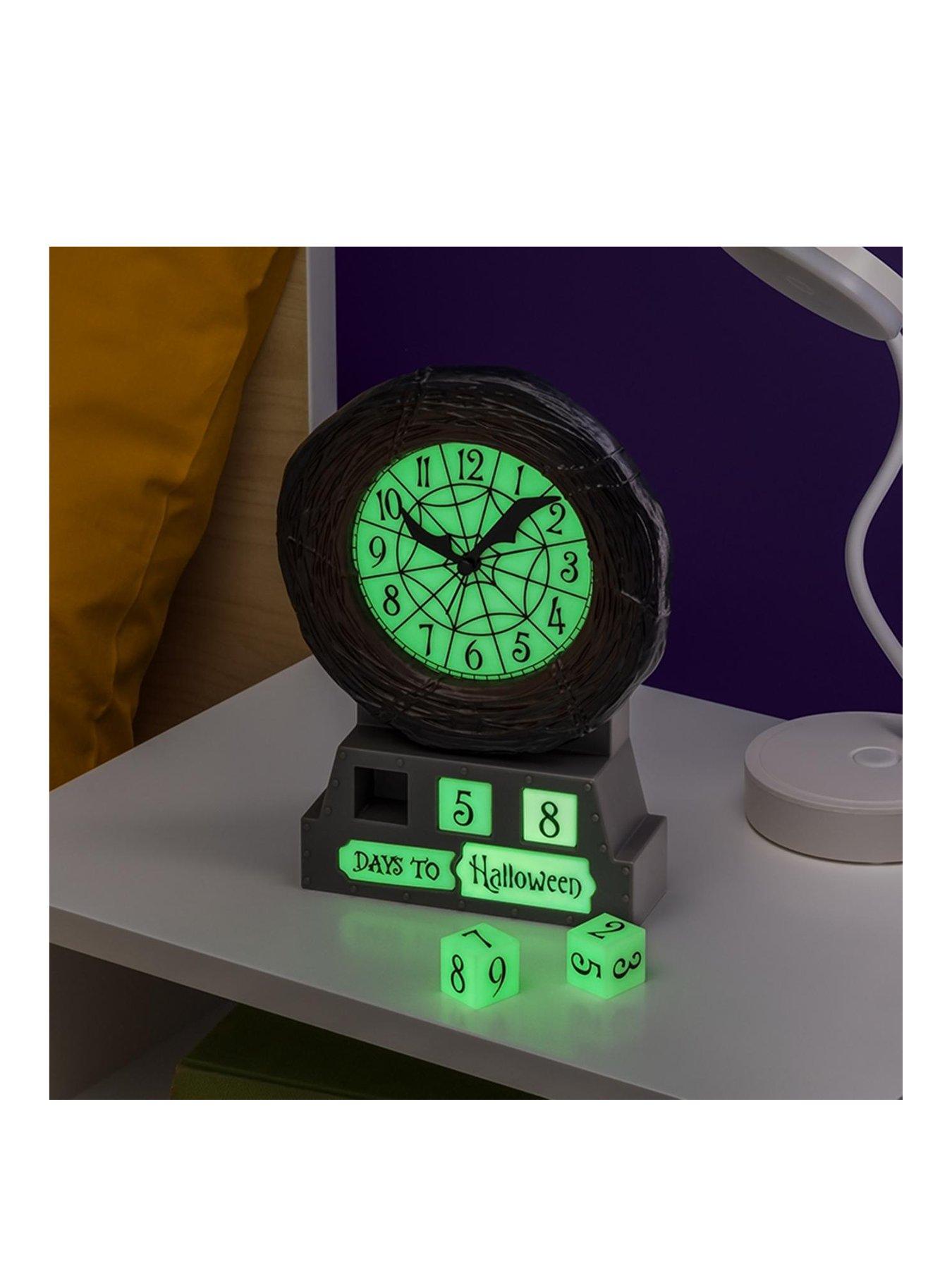 nightmare-before-christmas-glow-in-the-dark-countdown-alarm-clock-officially-licensed-disney-merchandise-removable-blocks-to-countdown-to-christmas-or-halloweenfront