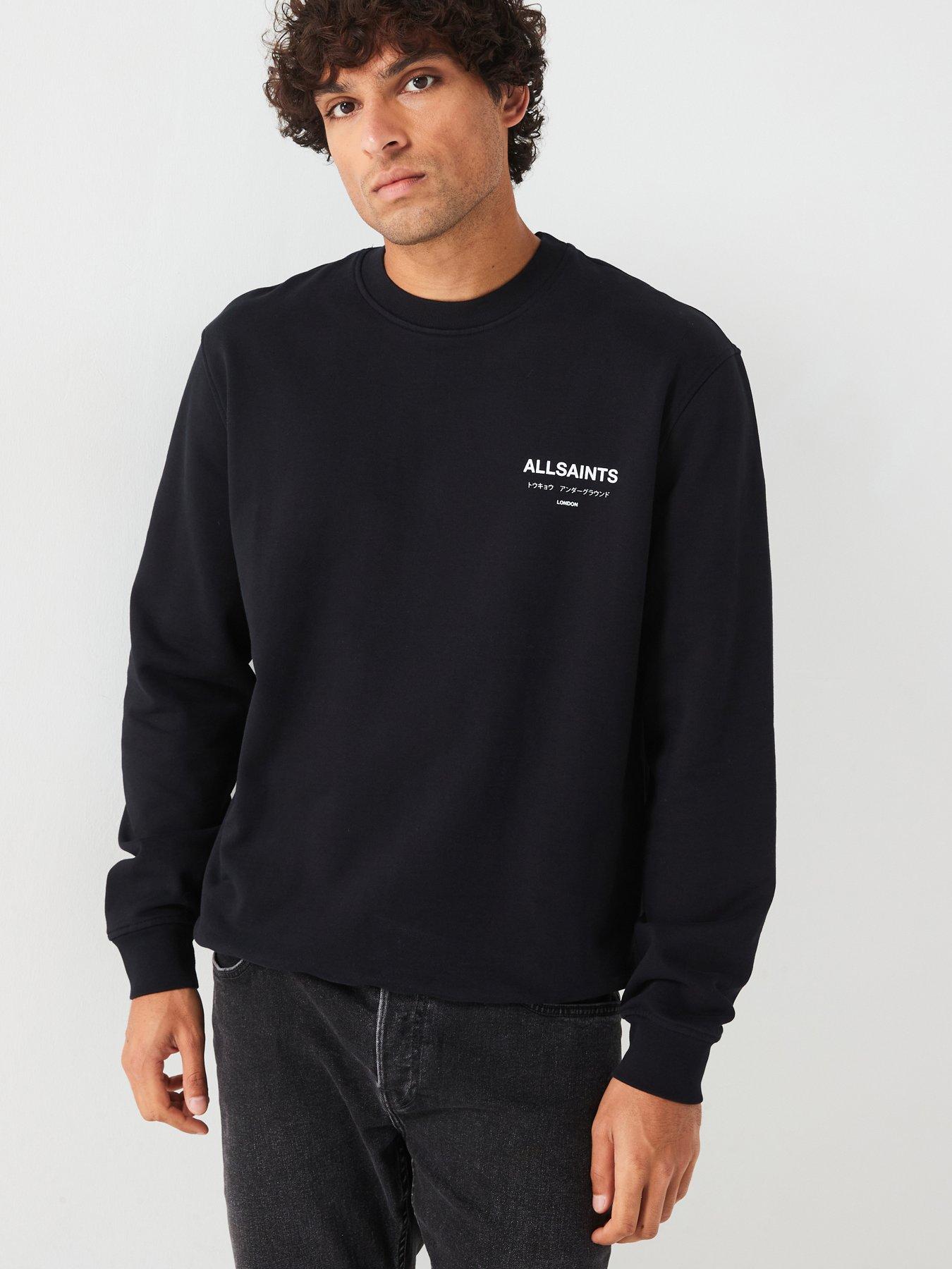 Image 2 of 6 of AllSaints Underground Back Print Crew Sweat - Black