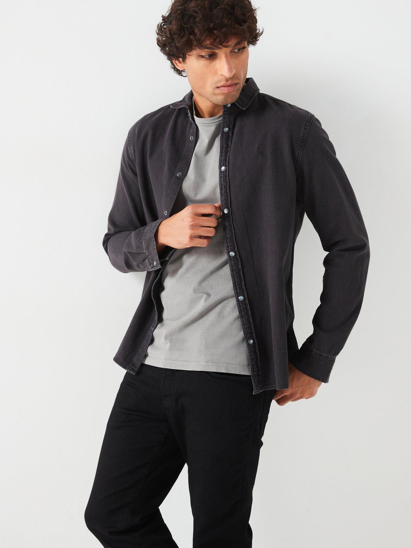 allsaints-gleason-long-sleeve-shirt-blackfront