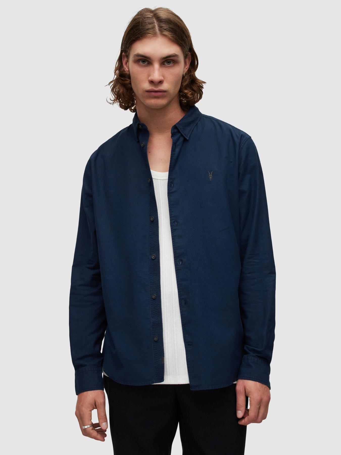 allsaints-hawthorne-long-sleeve-shirt-navyfront