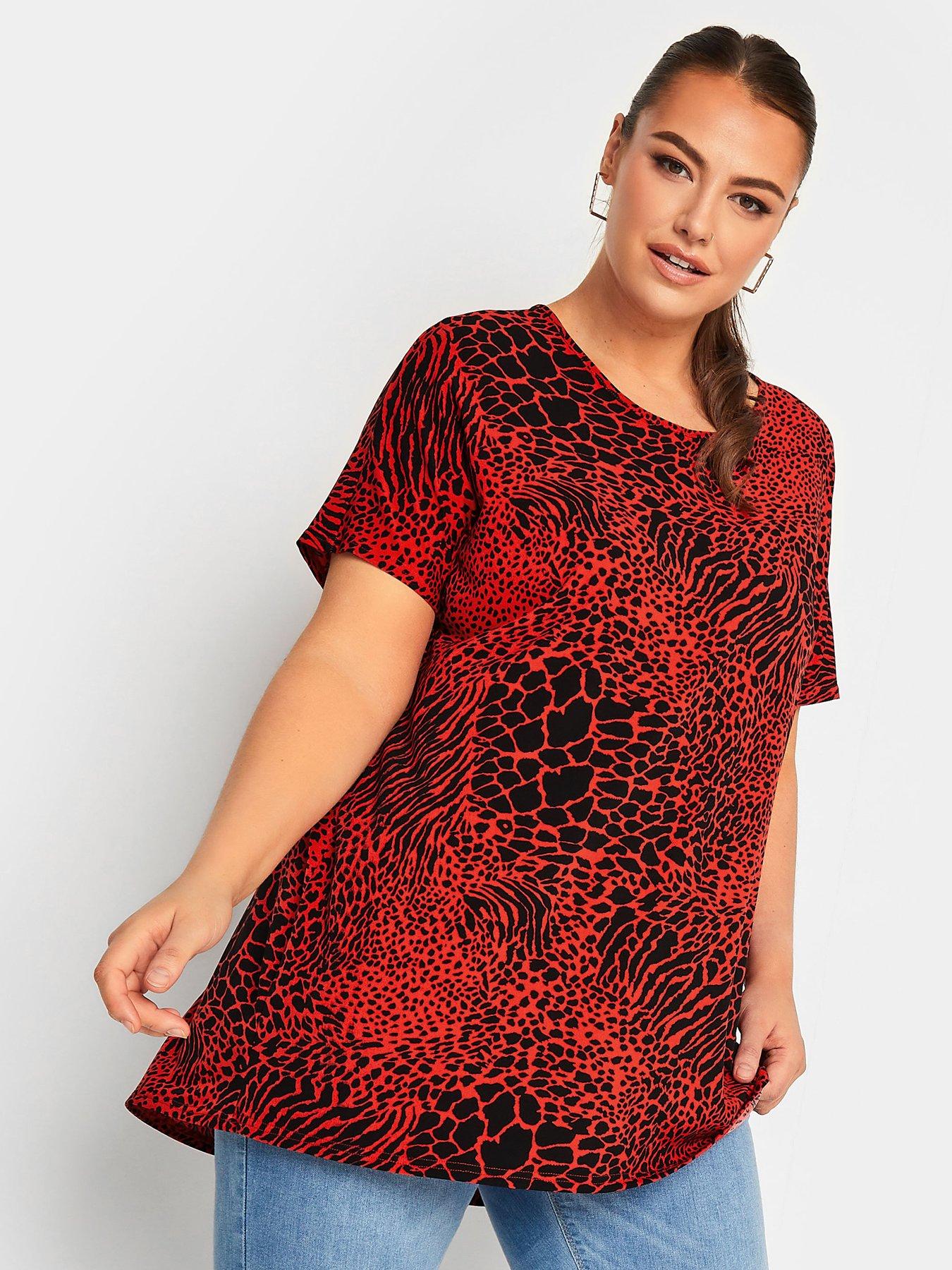 Yours Yours Round Neck Jersey Top Red Print | Very Ireland
