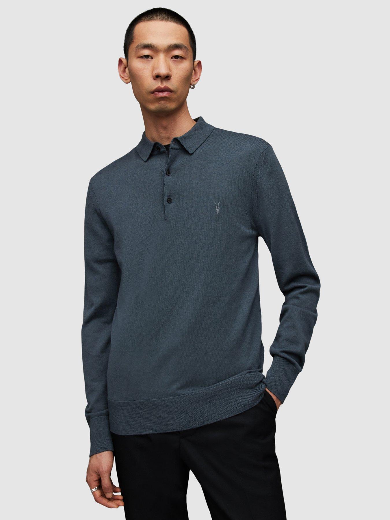 Men's merino long sleeve polo shirt sale