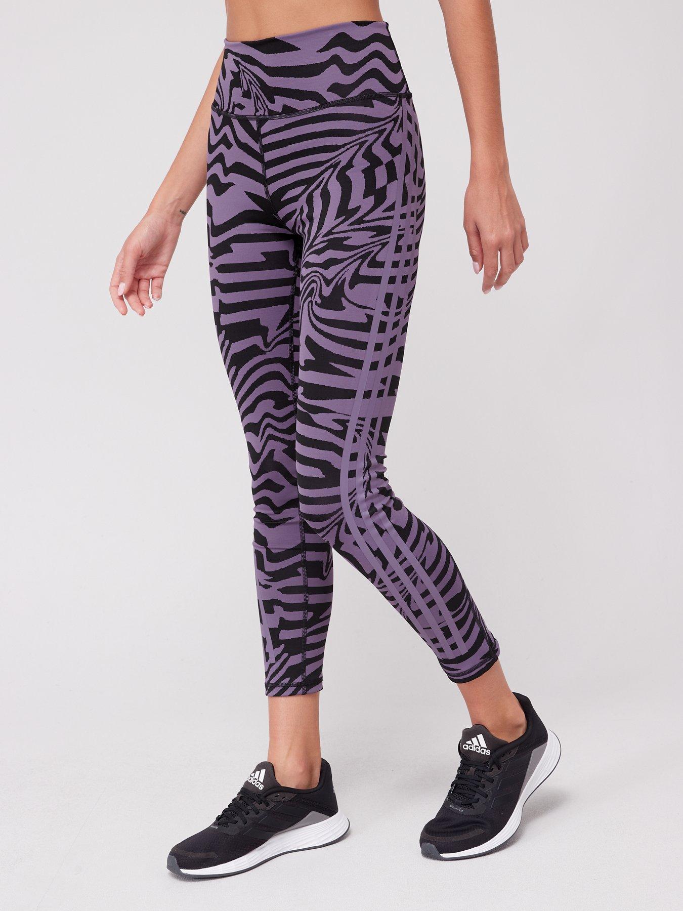 adidas Performance Optime Trainicons Jacquard 3-stripes Leggings - Purple